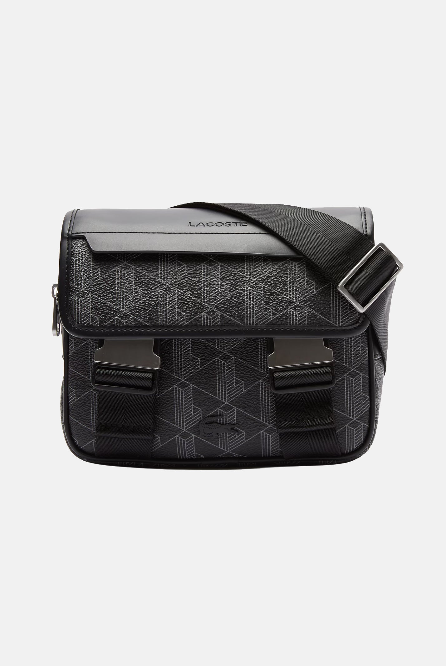 LACOSTE Borsa a tracolla nera per uomo e donna con monogramma The Blend NH3787 H45 LACOSTE