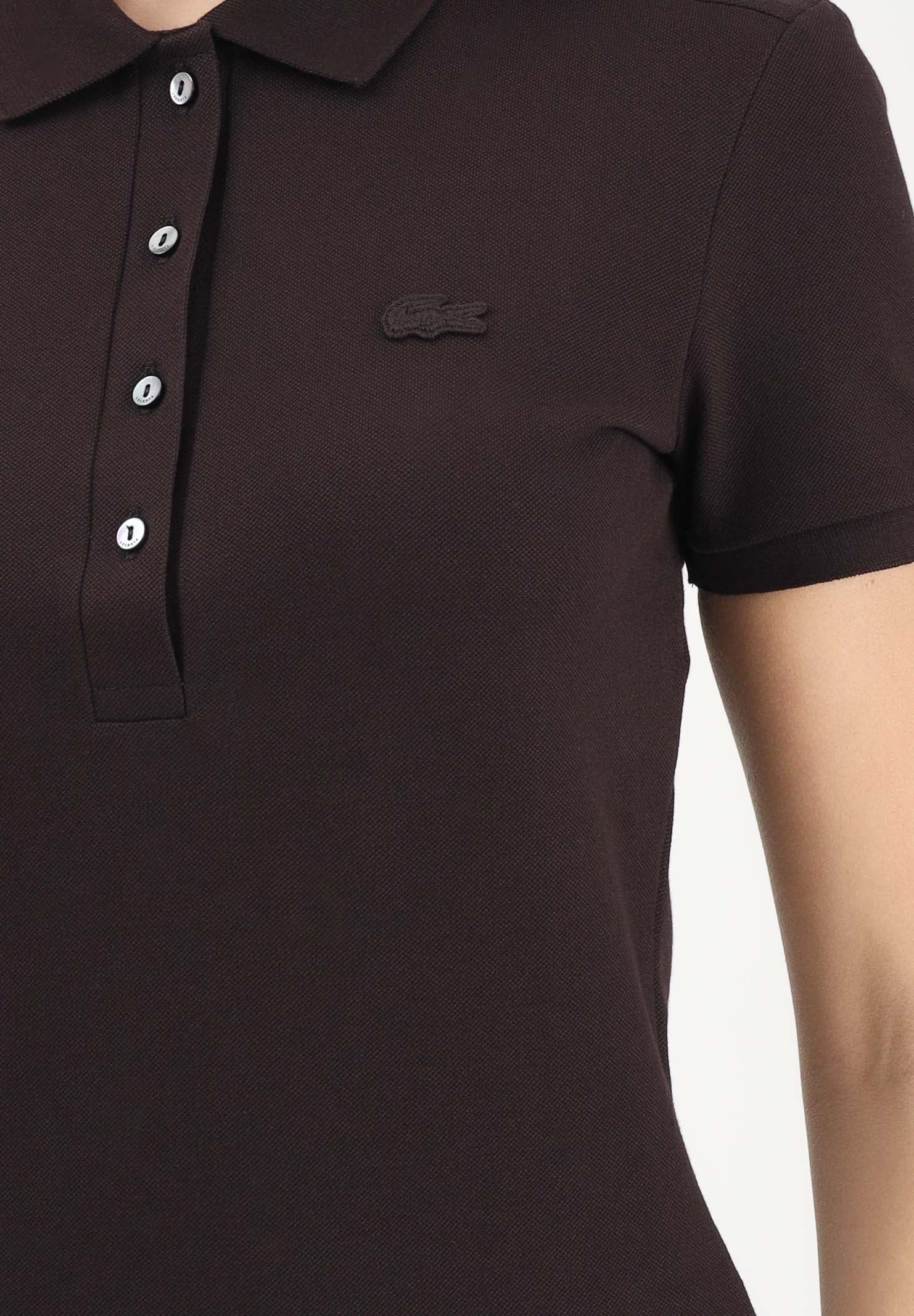 LACOSTE Polo a manica corta marrone da donna con logo PF5462 3LA LACOSTE