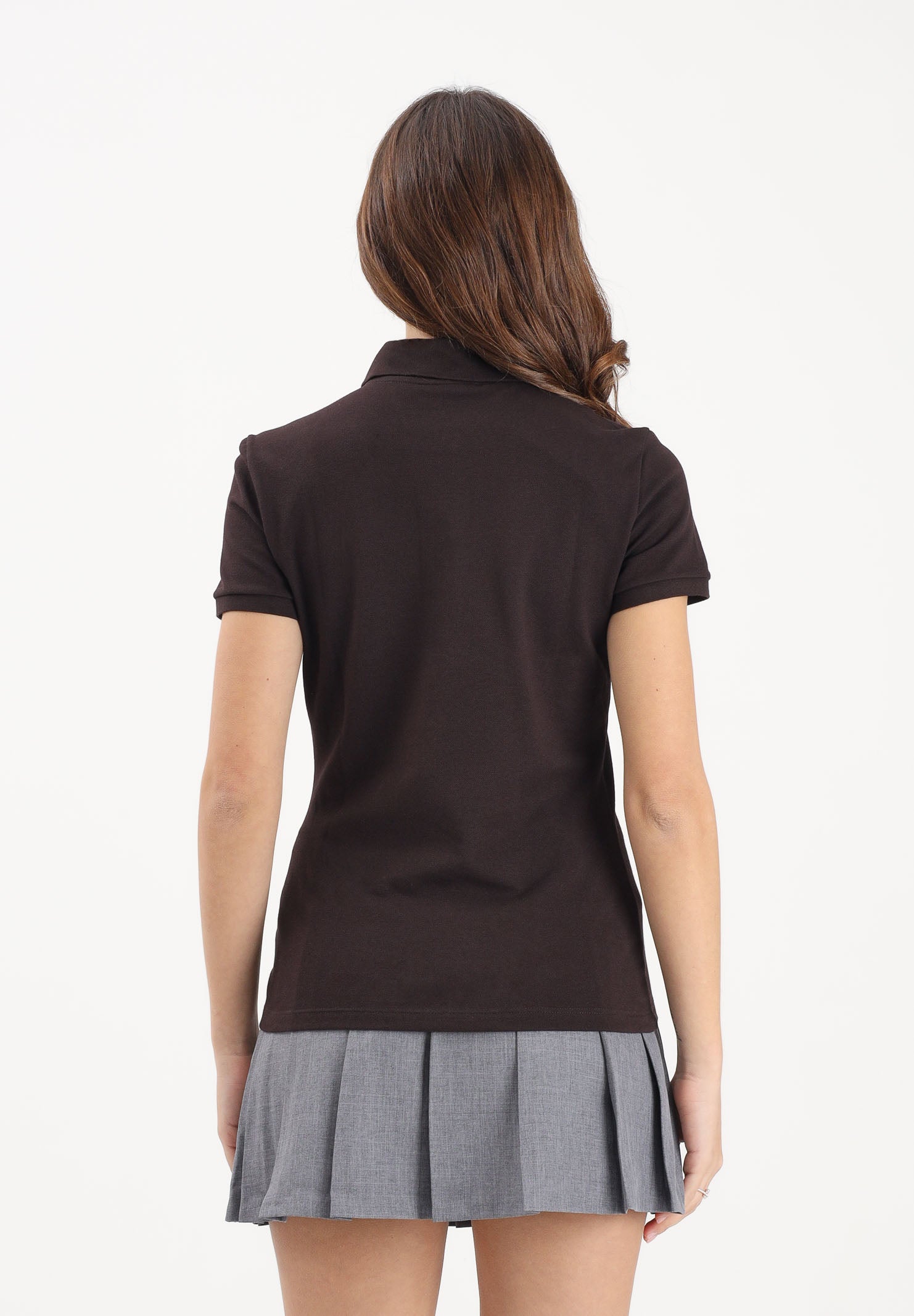 LACOSTE Polo a manica corta marrone da donna con logo PF5462 3LA LACOSTE
