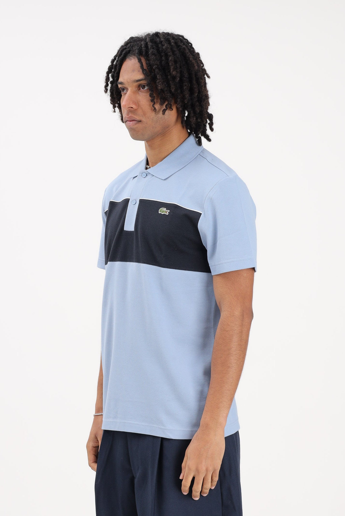 LACOSTE Polo a manica corta celeste e blu da uomo con motivo color block PH0895 3PT LACOSTE