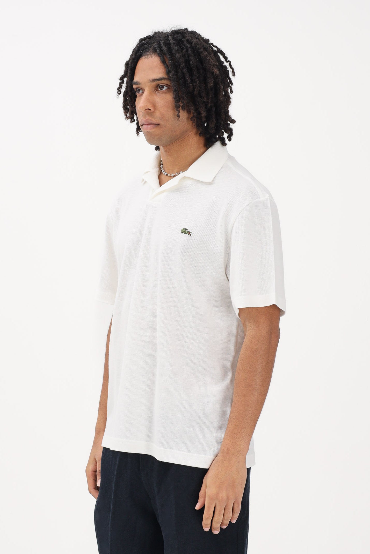 LACOSTE Polo a manica corta bianca da uomo in cotone-lino PH2449 70V LACOSTE
