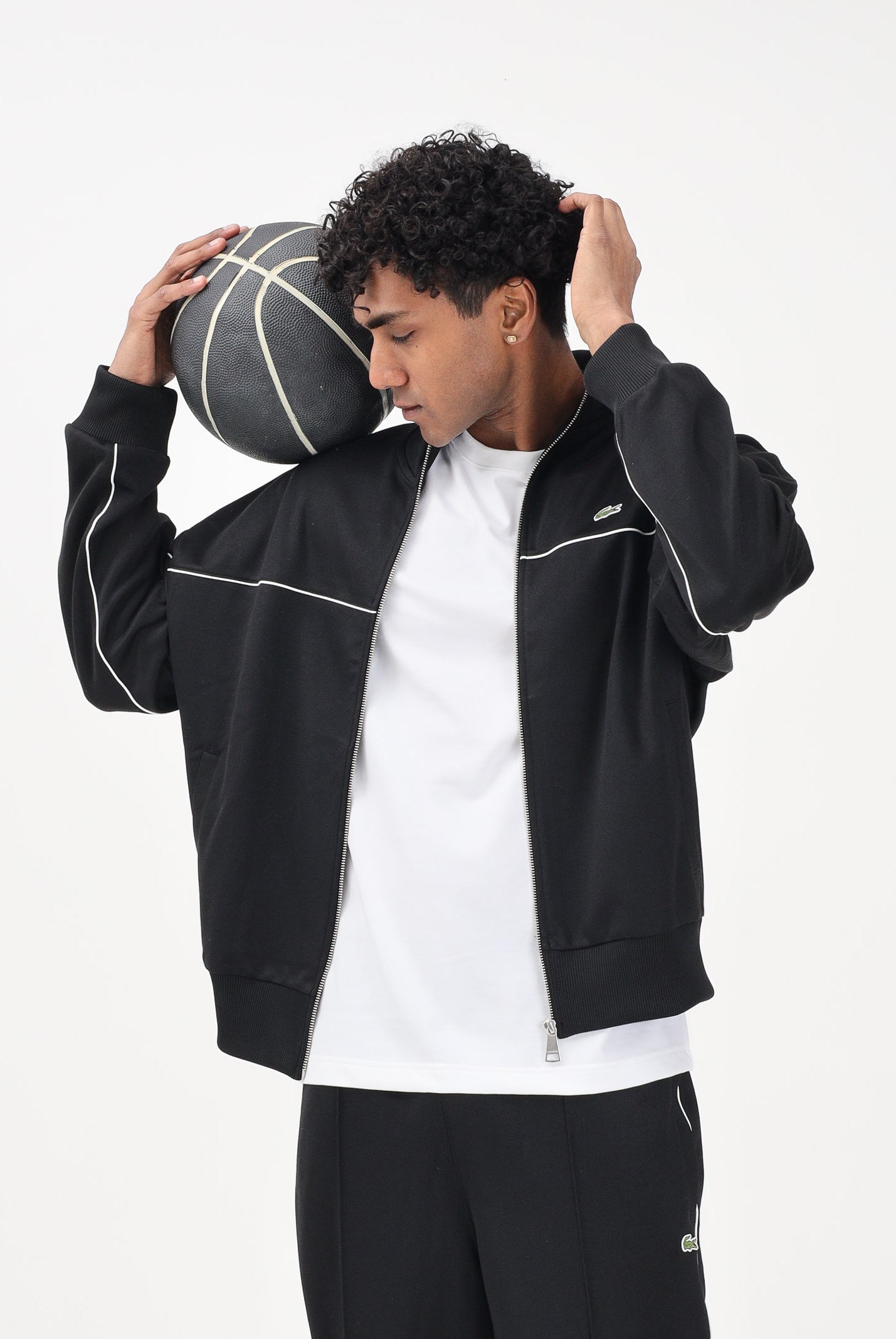 LACOSTE Felpa con zip nera da uomo SH0627 031 LACOSTE
