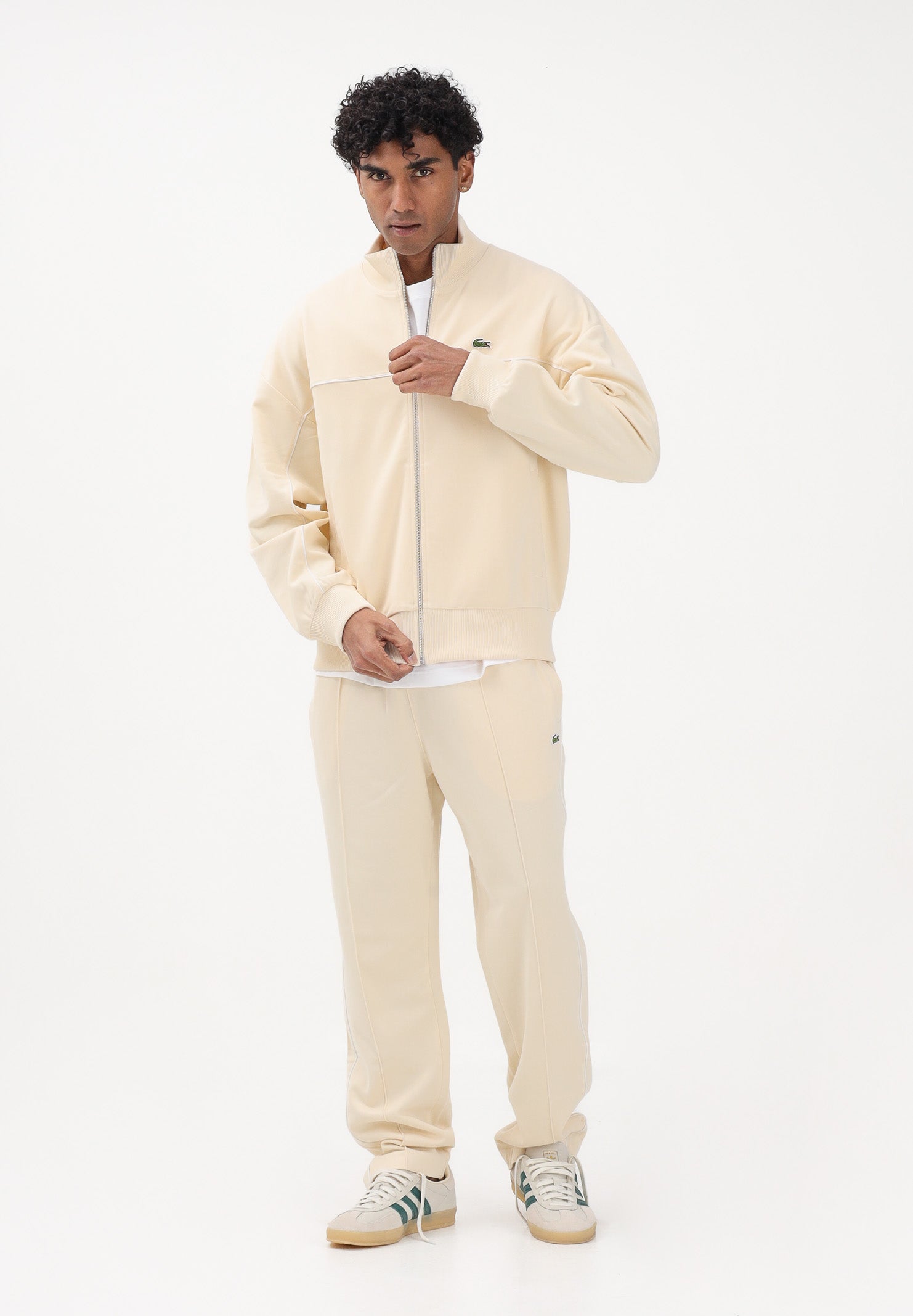 LACOSTE Felpa con zip crema da uomo SH0627 056 LACOSTE