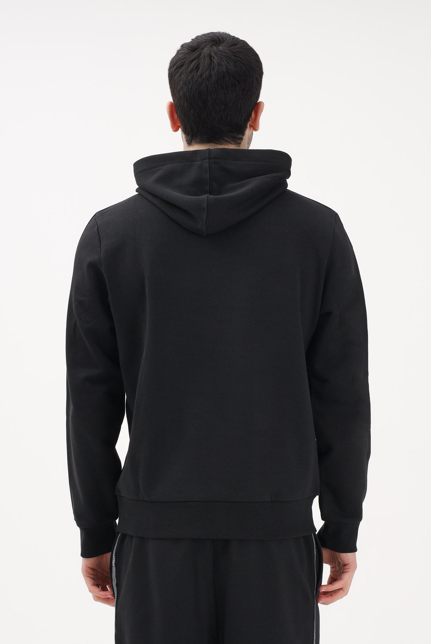 LACOSTE Felpa con cappuccio nera da uomo con bordi logati SH0884 031 LACOSTE