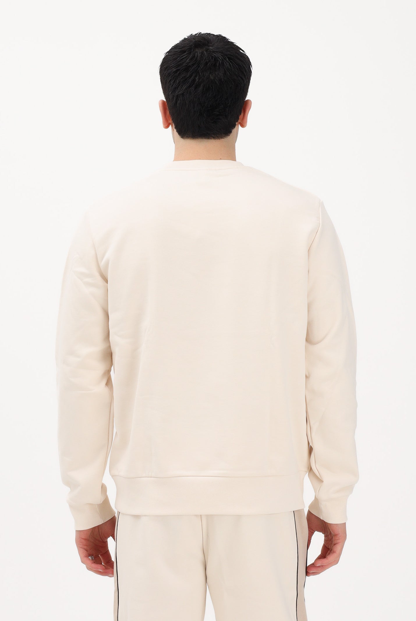 LACOSTE Felpa girocollo beige da uomo con motivo color block SH0887 3RR LACOSTE