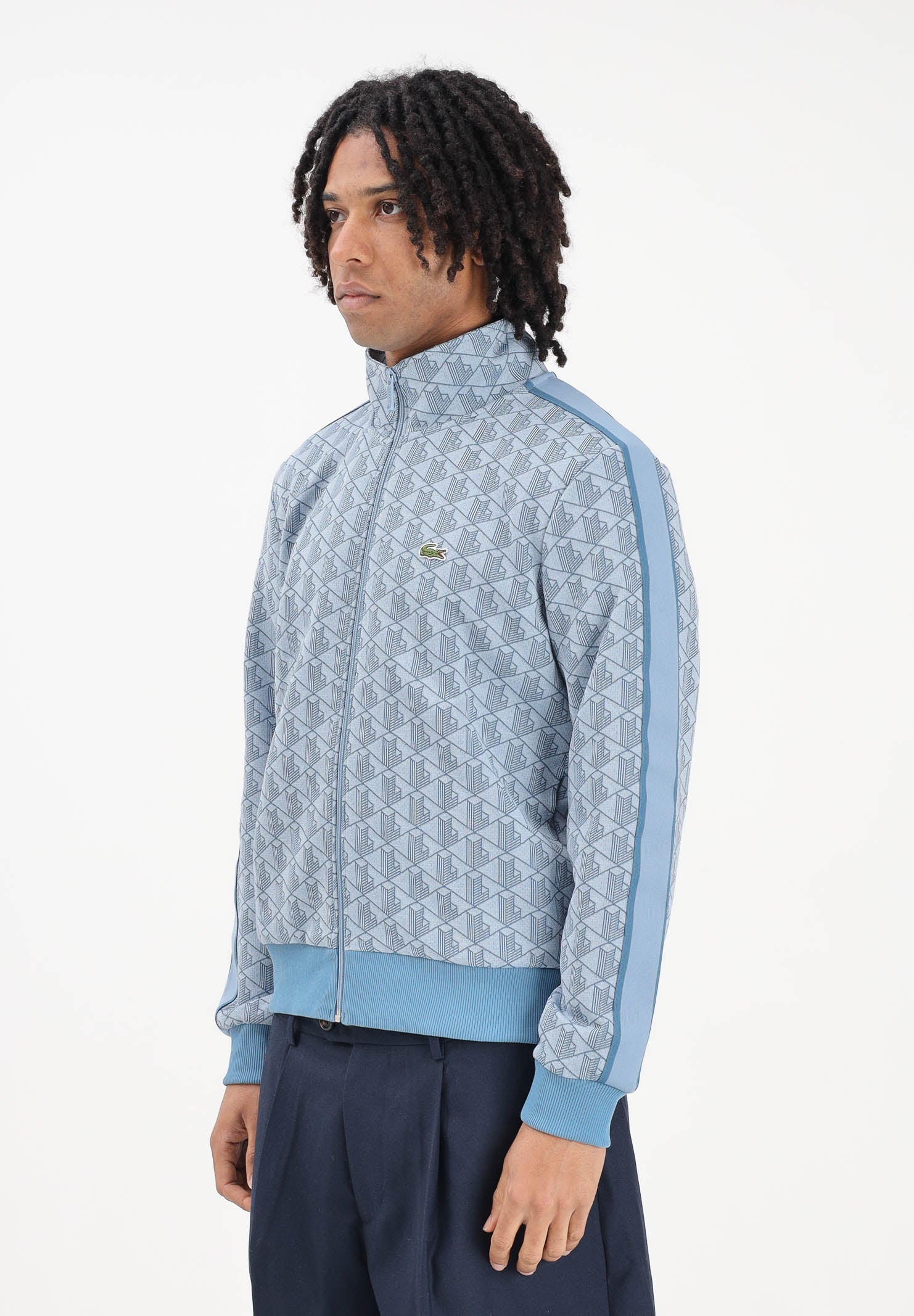 LACOSTE Felpa con zip Paris azzurra da uomo SH1368 1QI LACOSTE