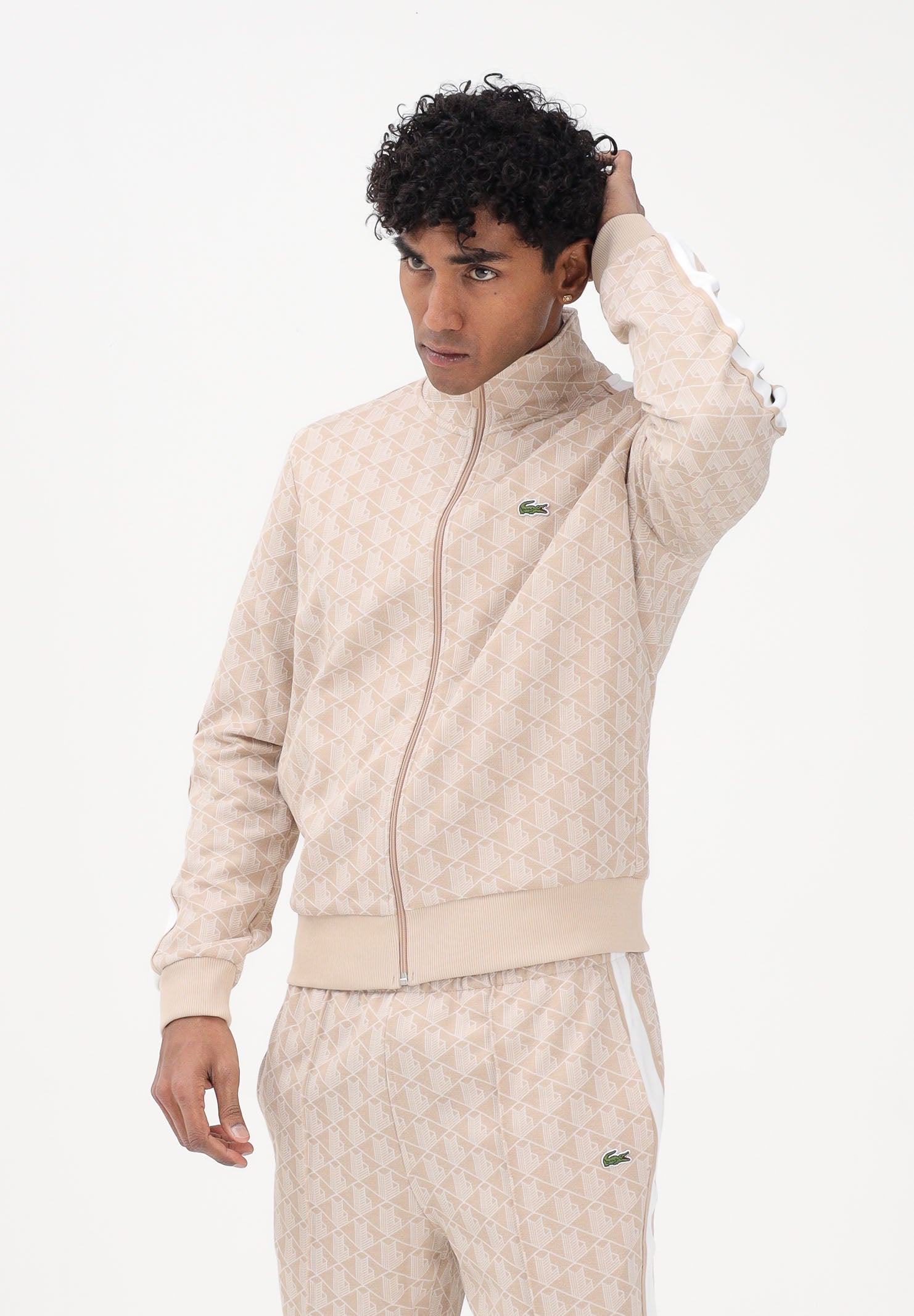 LACOSTE Felpa con zip Paris beige da uomo SH1368 8GI LACOSTE