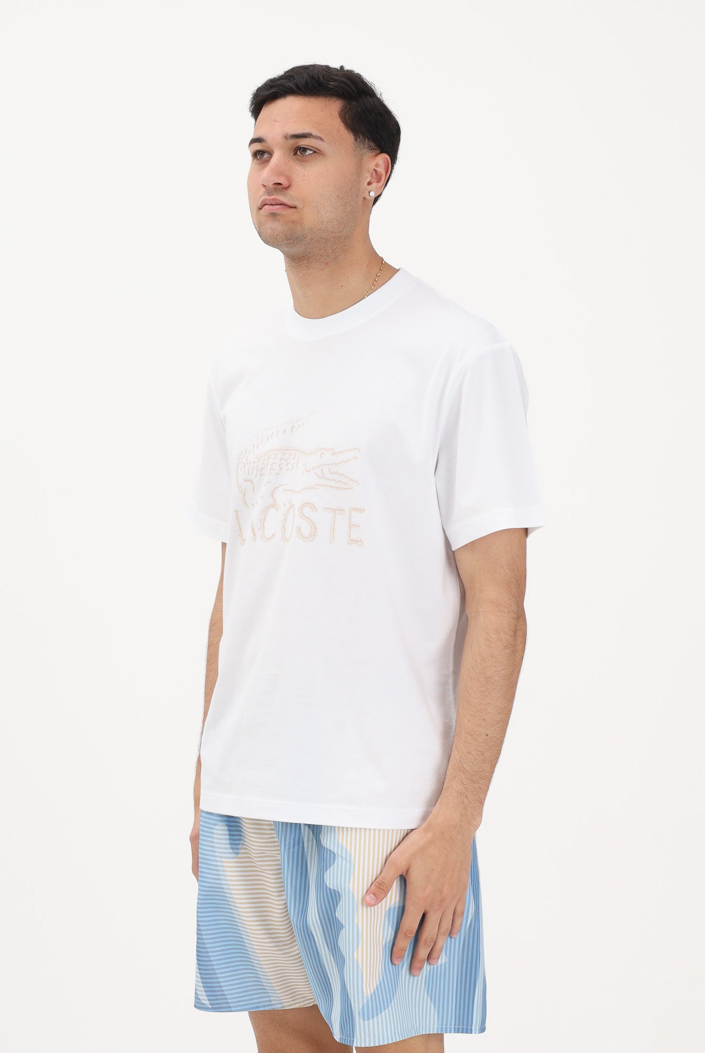 LACOSTE T-shirt a manica corta bianca da uomo con stampa<BR/> TH1427 001 LACOSTE