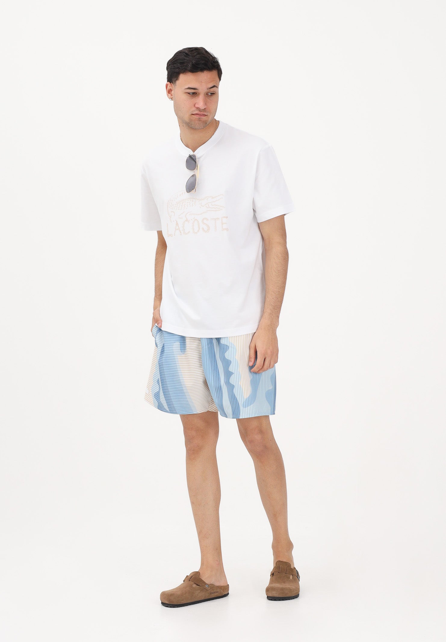 LACOSTE T-shirt a manica corta bianca da uomo con stampa<BR/> TH1427 001 LACOSTE