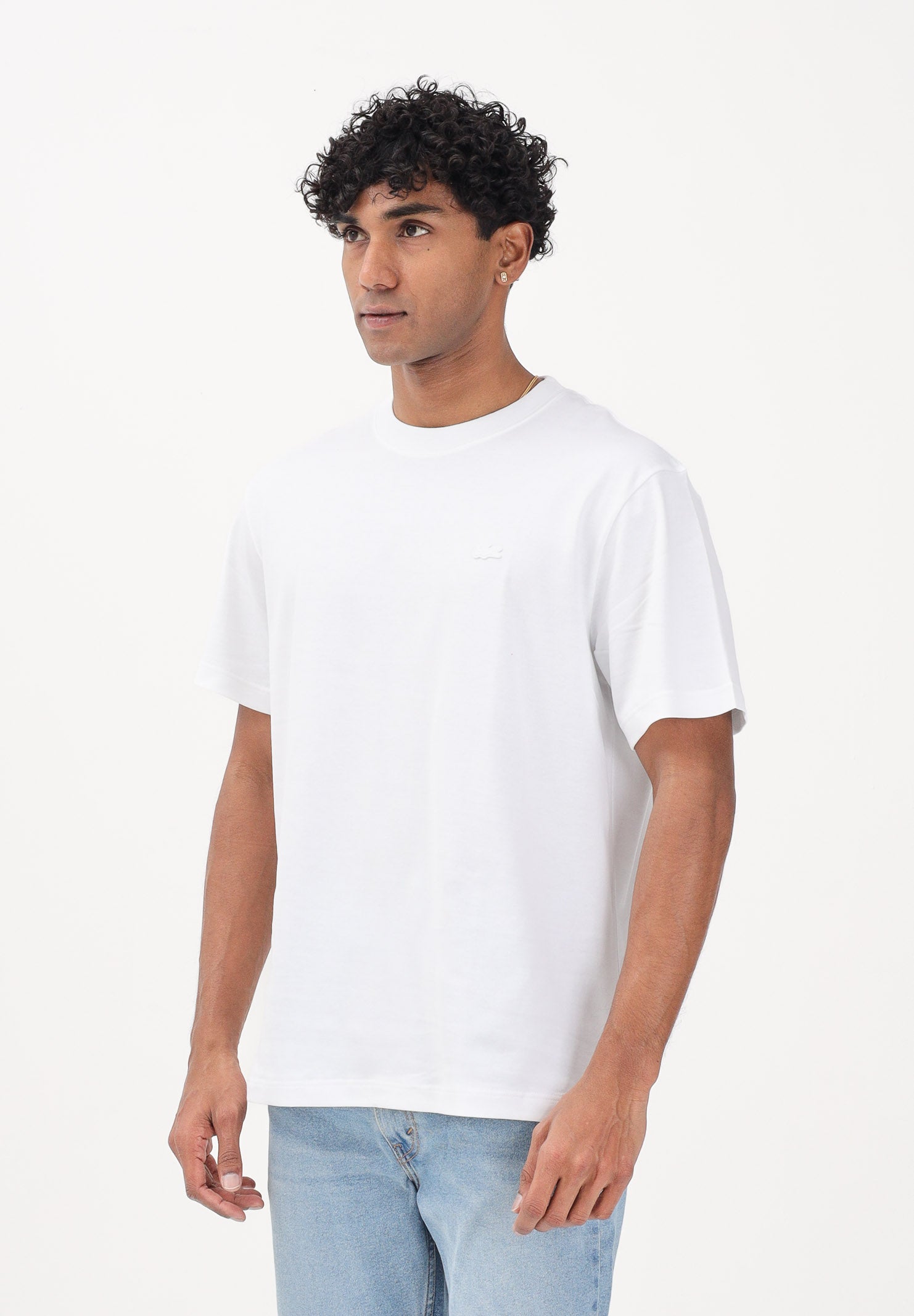LACOSTE T-shirt a manica corta bianca da uomo in jersey stampato TH1750 001 LACOSTE