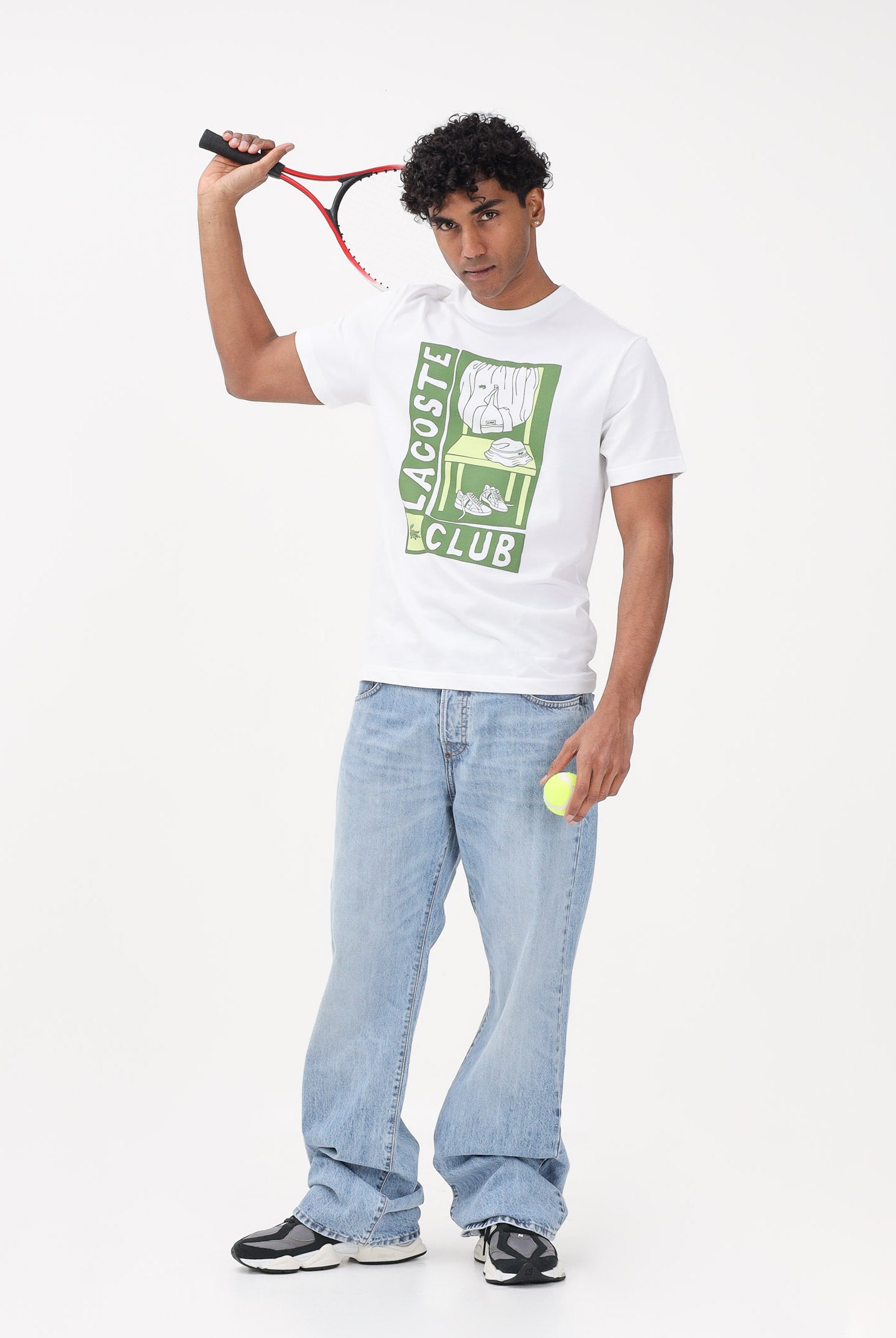 LACOSTE T-shirt a manica corta bianca da uomo con stampa TH1773 001 LACOSTE