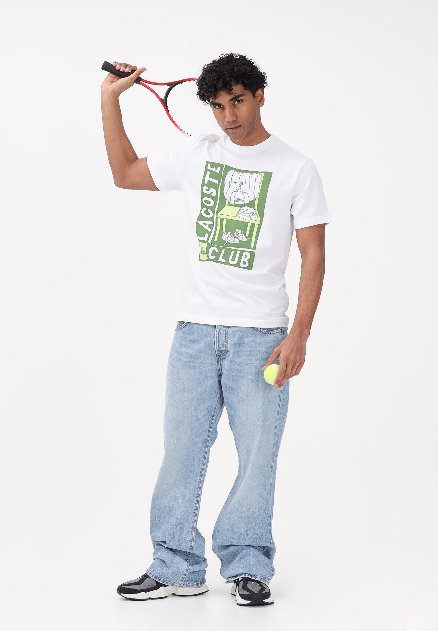 LACOSTE T-shirt a manica corta bianca da uomo con stampa TH1773 001 LACOSTE
