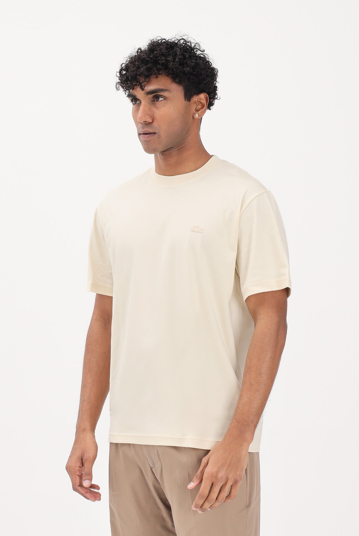 LACOSTE T-shirt a manica corta beige da uomo con logo TH5931 056 LACOSTE