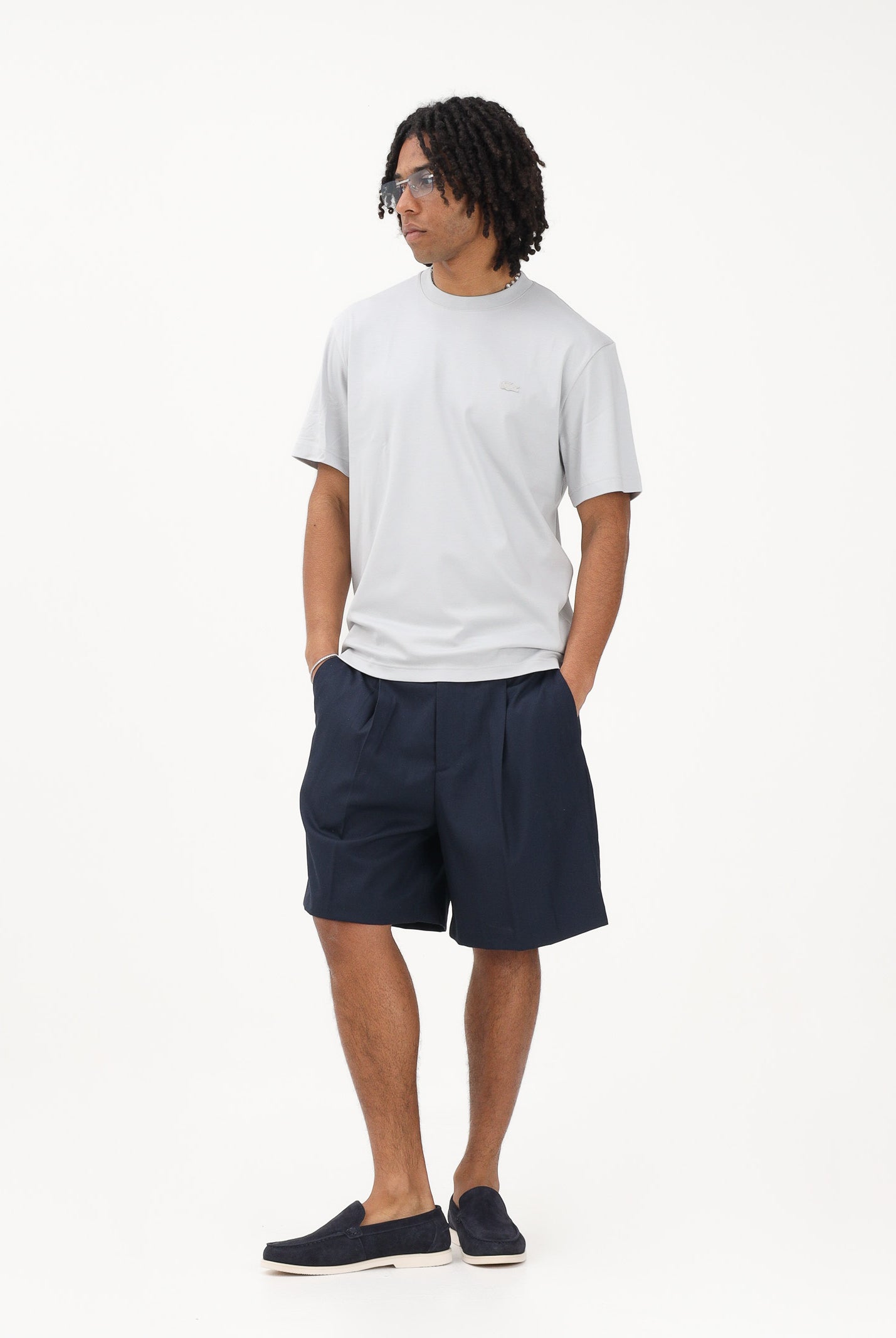 LACOSTE T-shirt a manica corta grigia da uomo con logo TH5931 ACZ LACOSTE