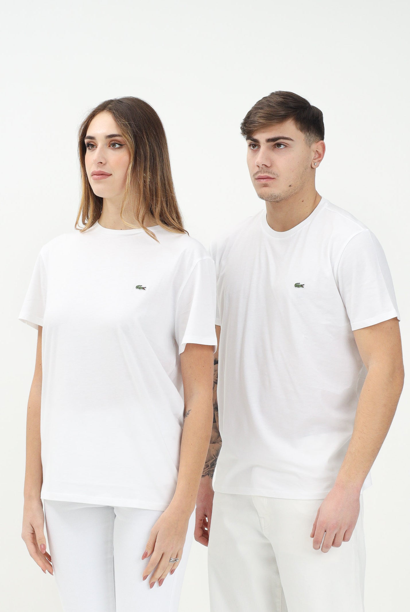 LACOSTE T-shirt a manica corta bianca per uomo e donna con patch logo TH6709 001 LACOSTE