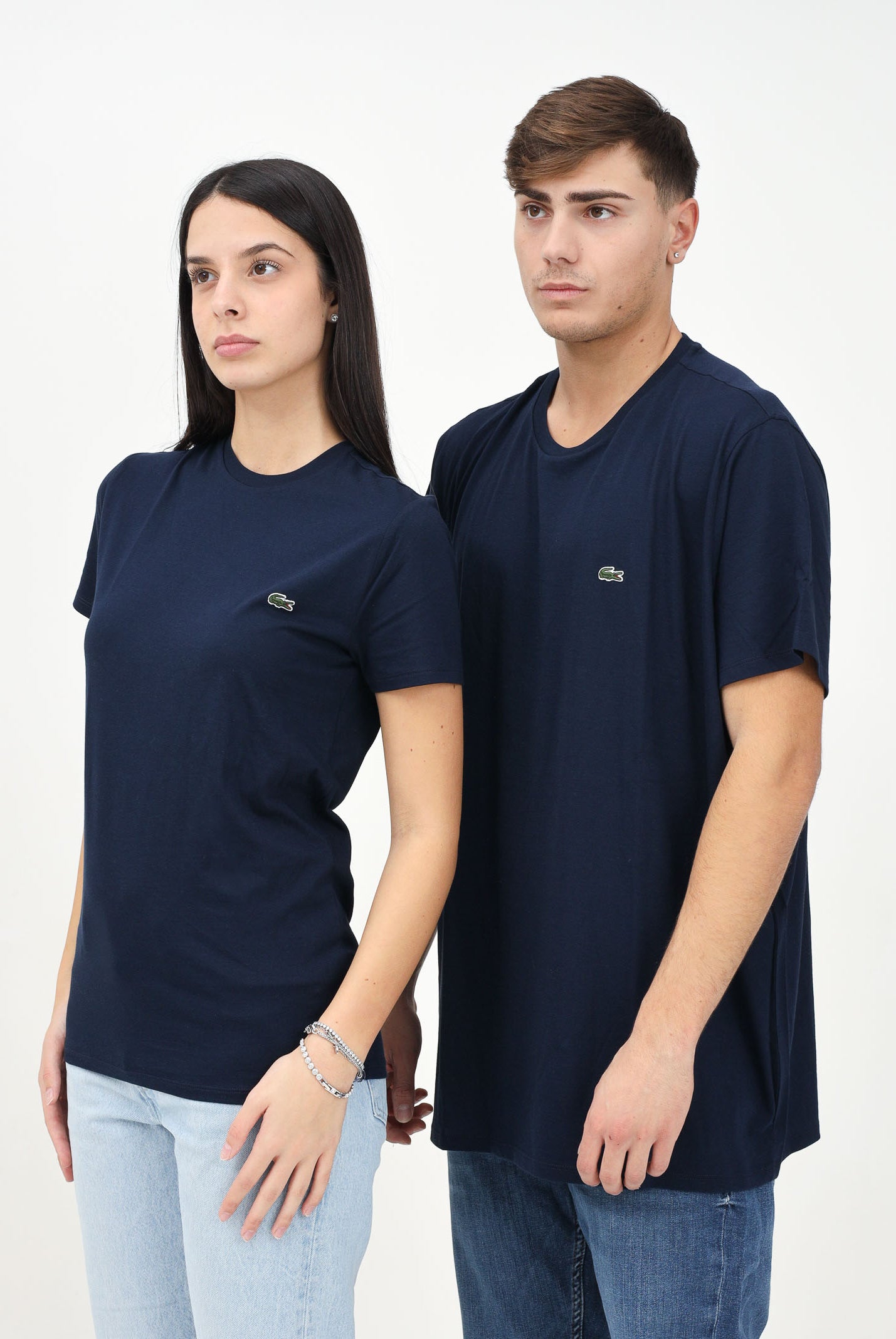 LACOSTE T-shirt a manica corta blu per uomo e donna con patch logo TH6709 166 LACOSTE