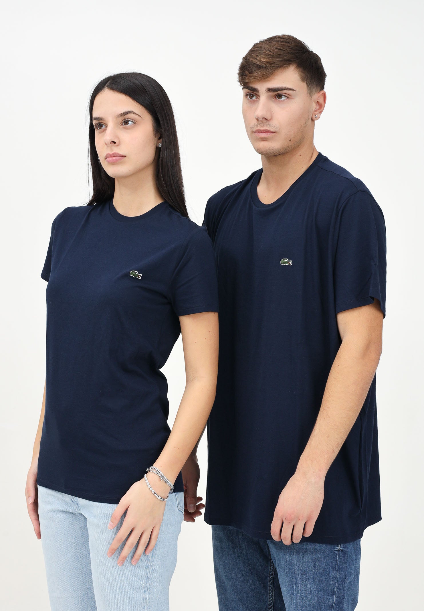 LACOSTE T-shirt a manica corta blu per uomo e donna con patch logo TH6709 166 LACOSTE