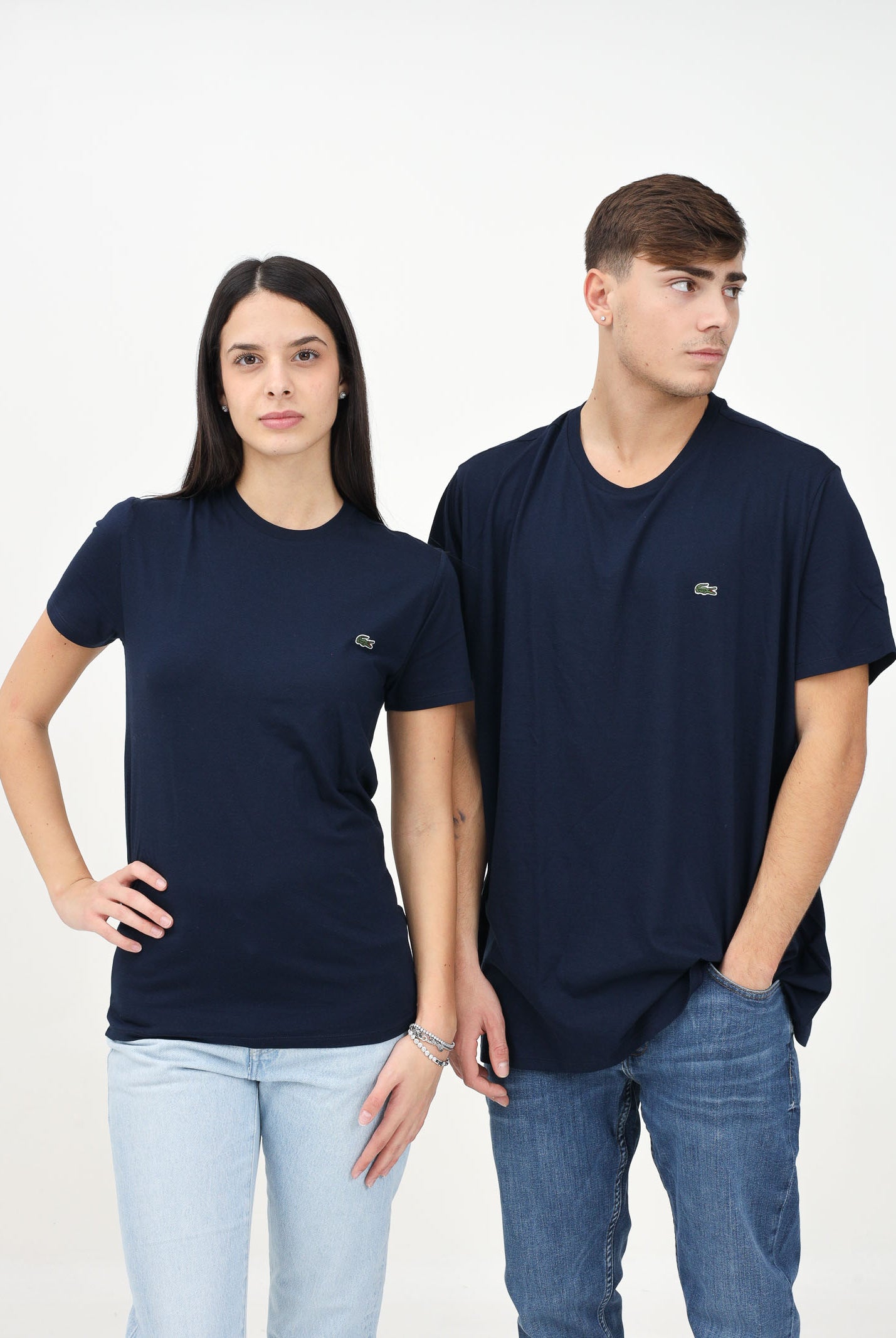 LACOSTE T-shirt a manica corta blu per uomo e donna con patch logo TH6709 166 LACOSTE