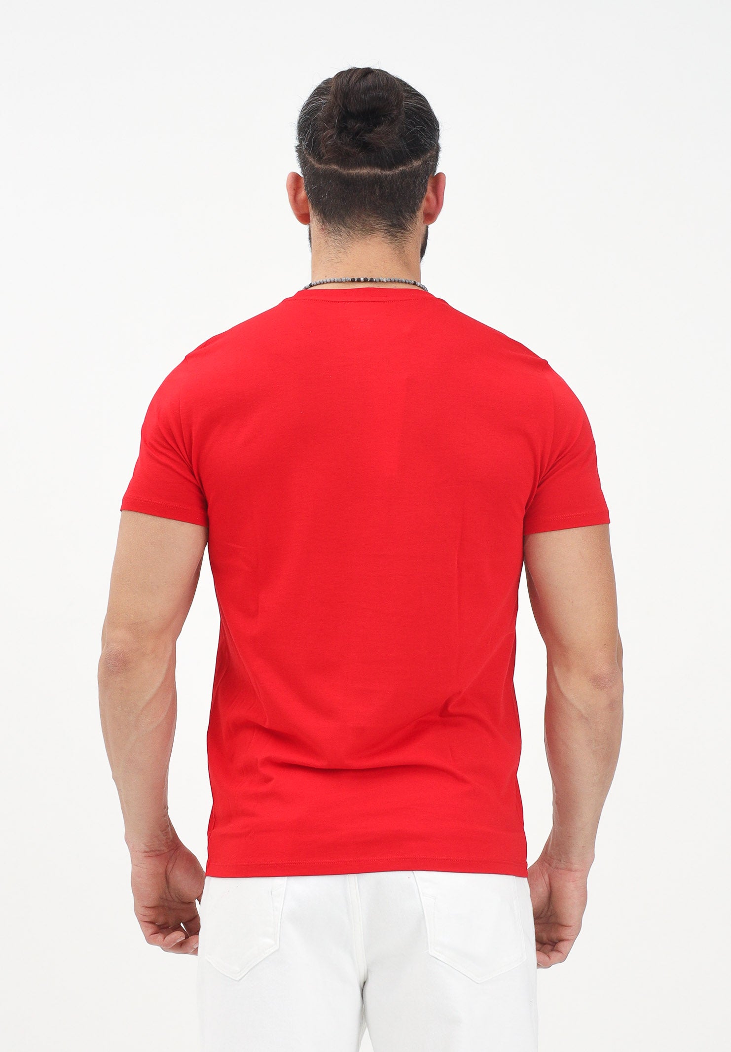 LACOSTE T-shirt a manica corta rossa per uomo e donna con patch logo TH6709 240 LACOSTE