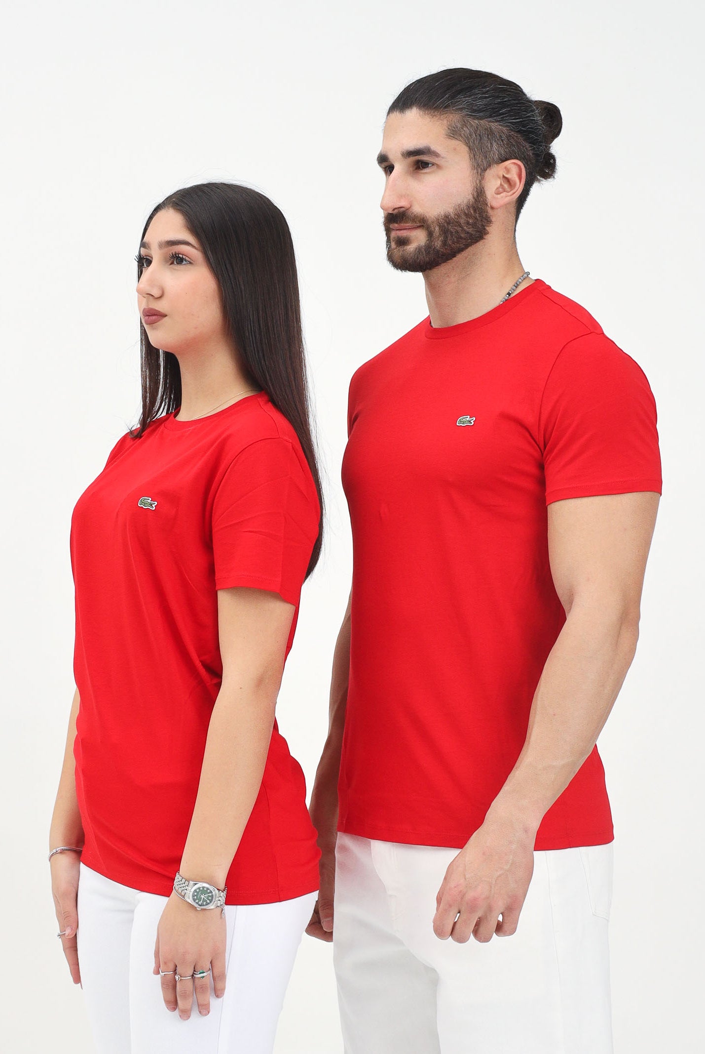 LACOSTE T-shirt a manica corta rossa per uomo e donna con patch logo TH6709 240 LACOSTE