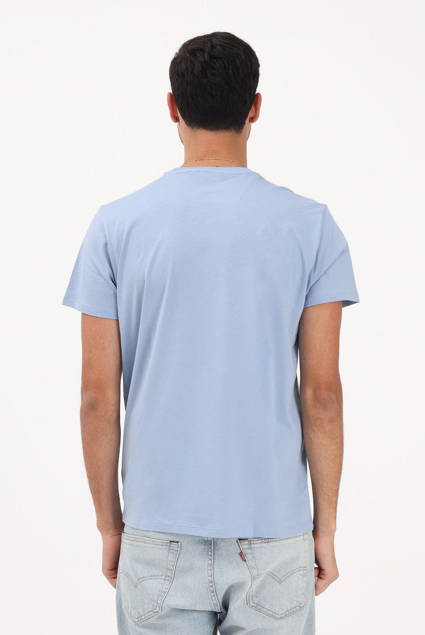 LACOSTE T-shirt a manica corta celeste per uomo e donna con patch logo TH6709 AEY LACOSTE