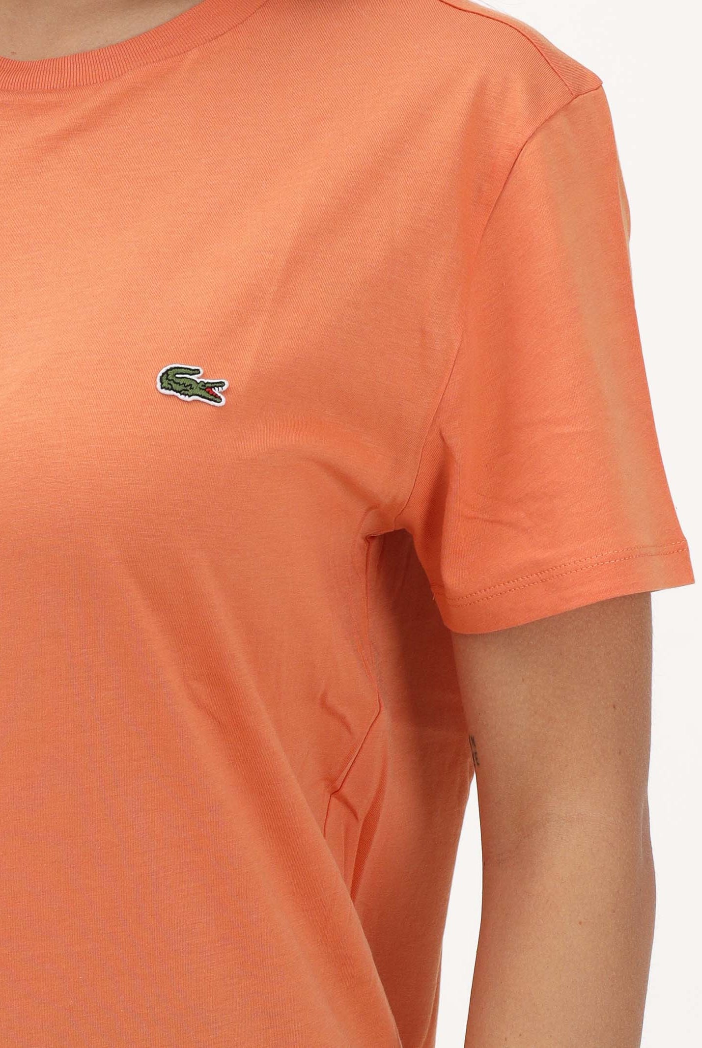LACOSTE T-shirt a manica corta arancione per uomo e donna con patch logo TH6709 IY0 LACOSTE