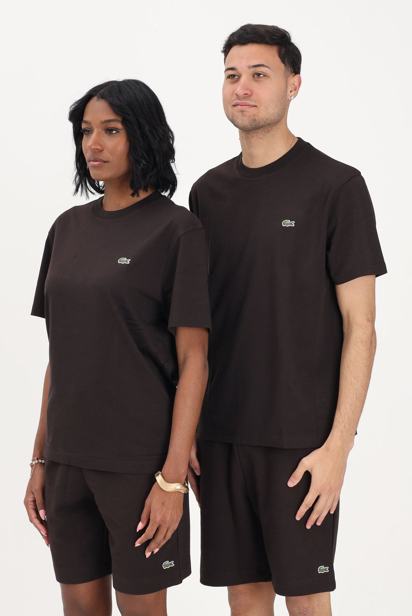 LACOSTE T-shirt a manica corta marrone per uomo e donna con logo TH7318 3LA LACOSTE