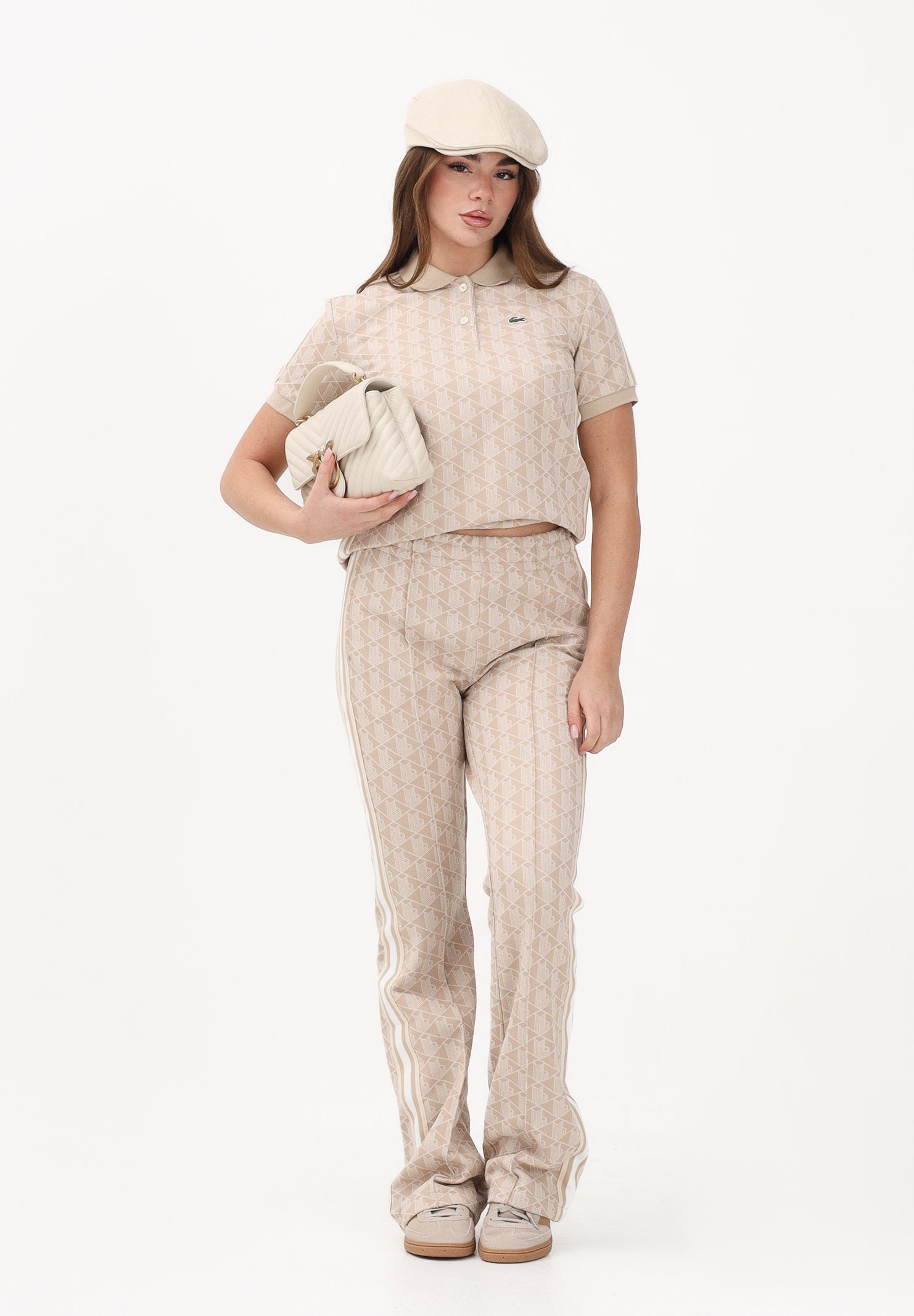 LACOSTE Pantalone sportivo beige da donna con motivo monogram XF9313 8GI LACOSTE