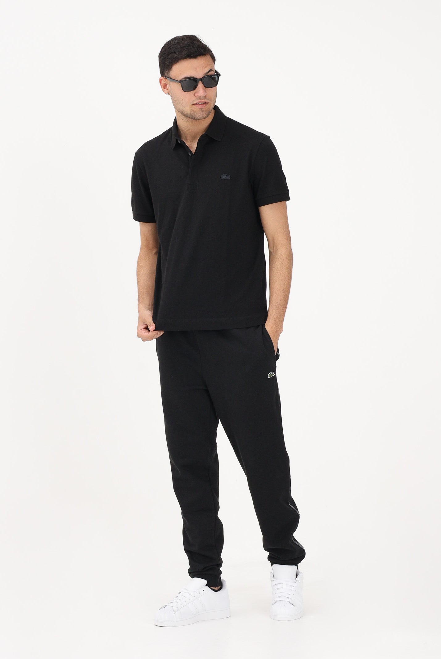 LACOSTE Pantalone sportivo nero da uomo con rifiniture laterali logate XH0883 031 LACOSTE