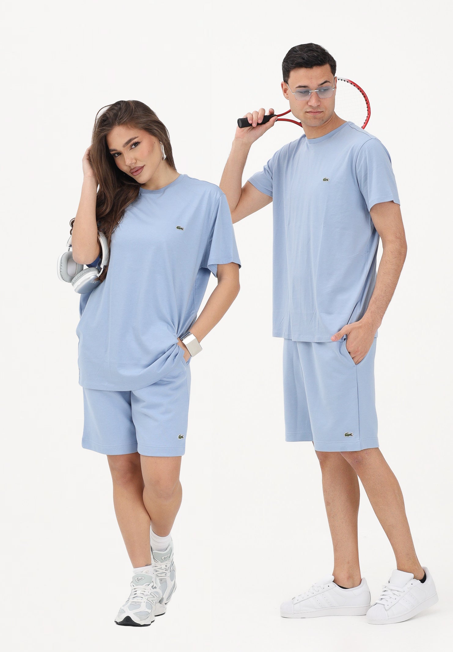 LACOSTE Shorts sportivo celeste per uomo e donna con logo GH9860 AEY LACOSTE