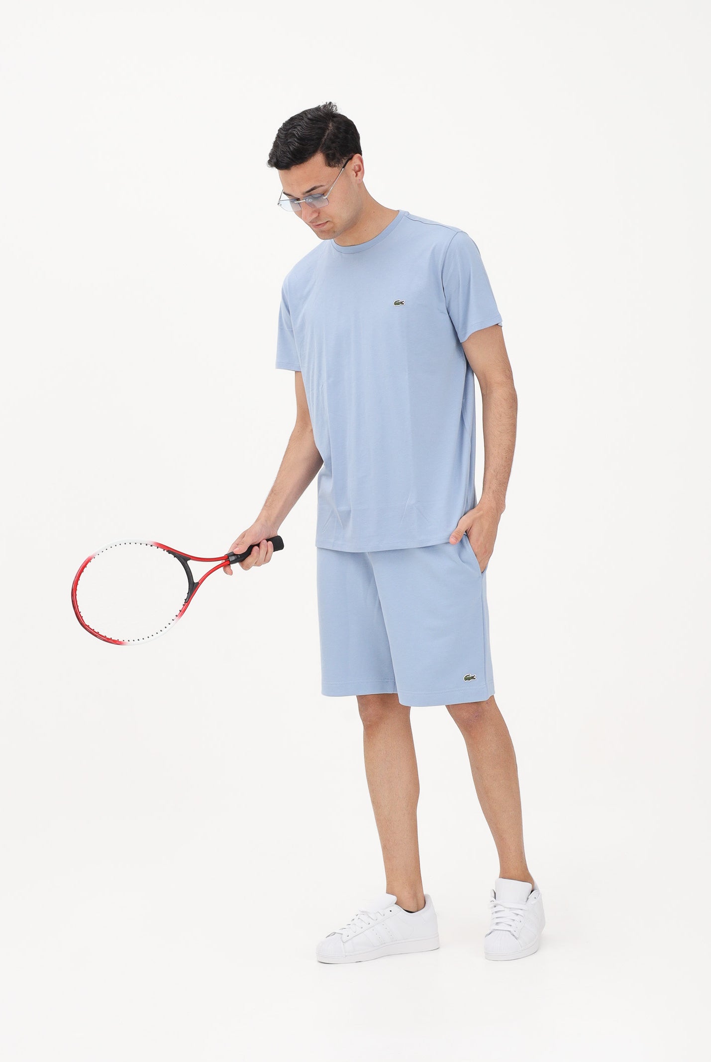 LACOSTE Shorts sportivo celeste per uomo e donna con logo GH9860 AEY LACOSTE