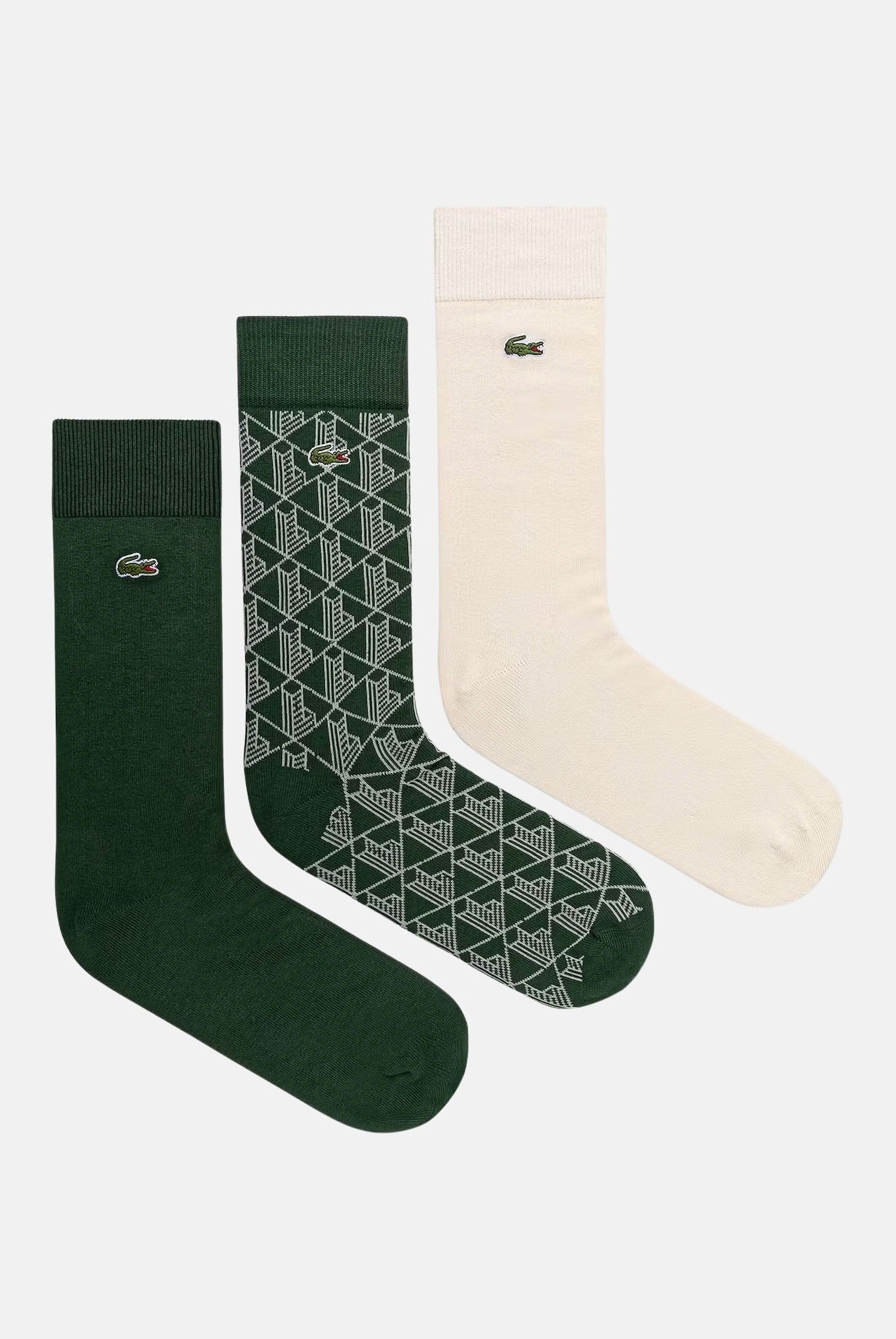 LACOSTE Calzini (3 paia) verdi e panna per uomo e donna RA5996 PQK LACOSTE