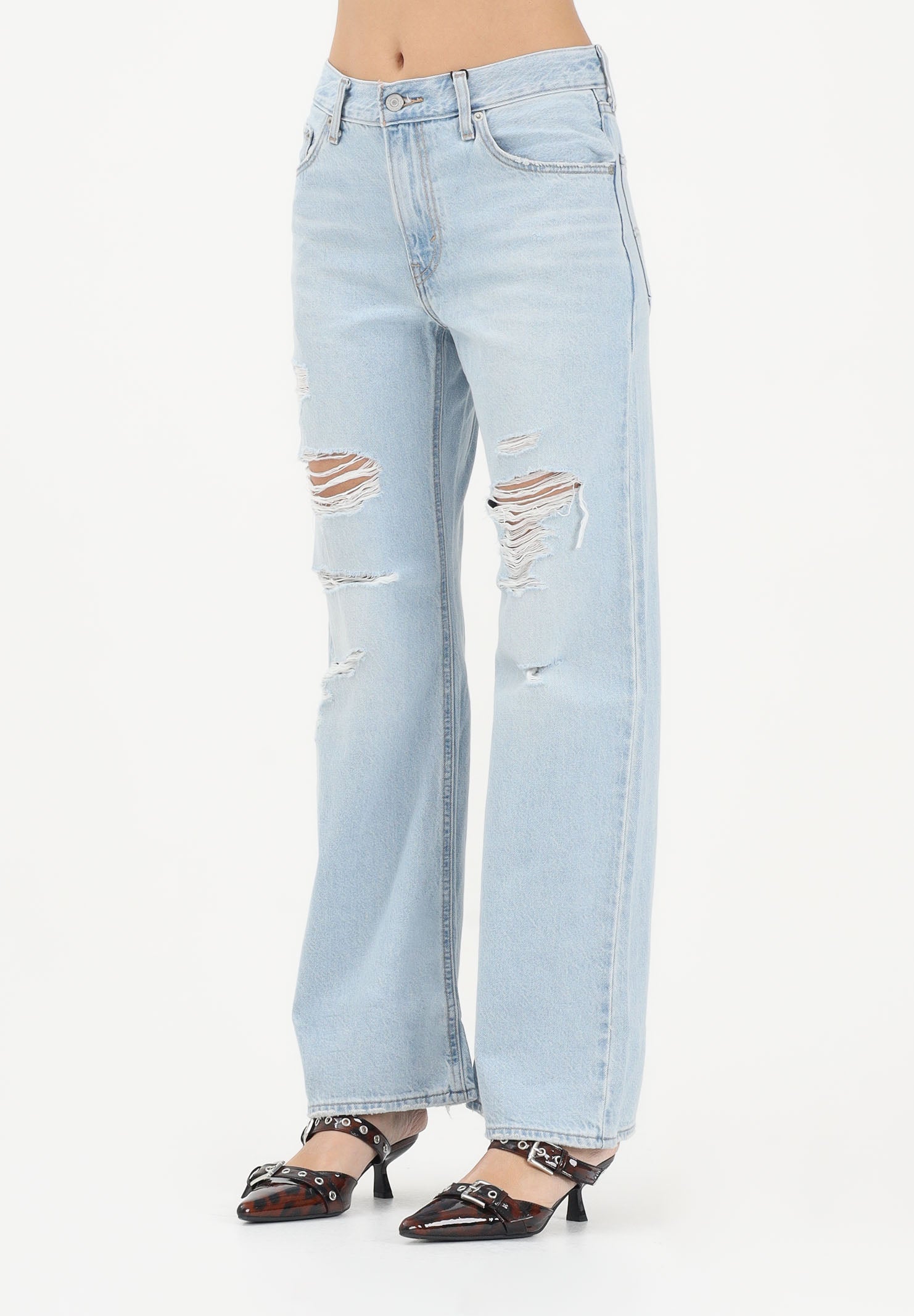 LEVI'S Jeans Loose Boot in denim chiaro da donna con strappi 005DO-0009 . LEVI'S®