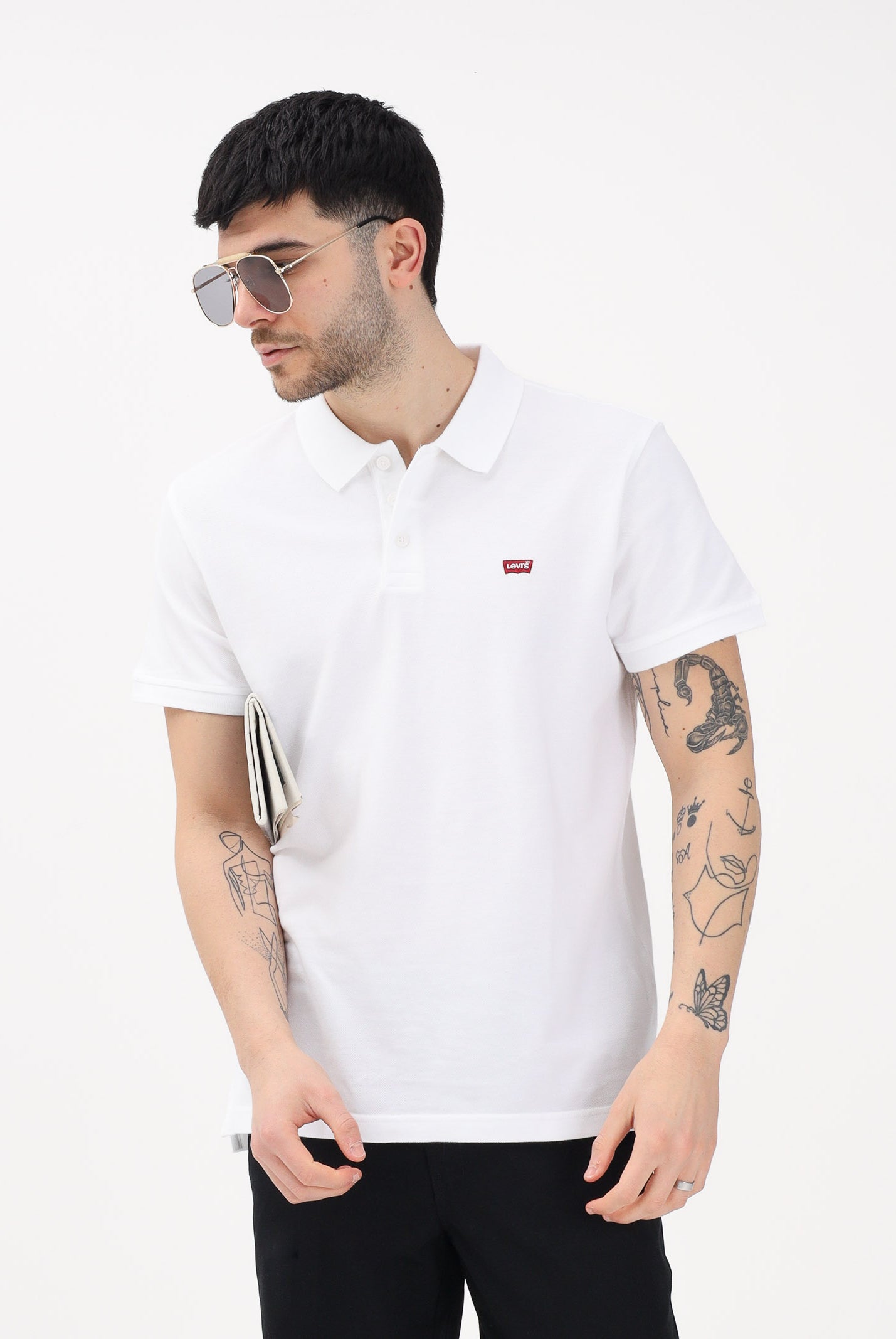 LEVI'S Polo a manica corta bianca da uomo con patch logo 35883-0003 . LEVI'S®