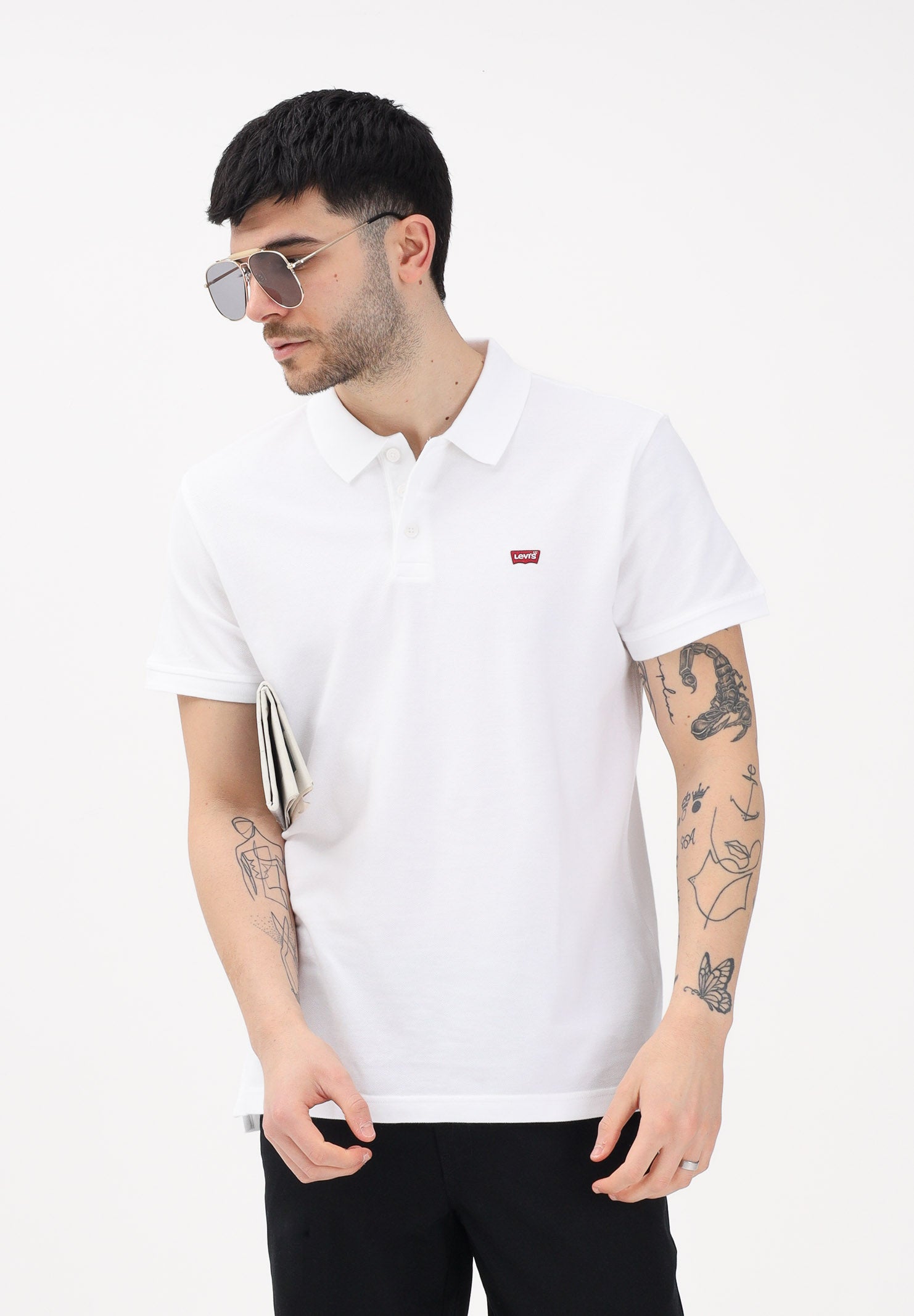 LEVI'S Polo a manica corta bianca da uomo con patch logo 35883-0003 . LEVI'S®
