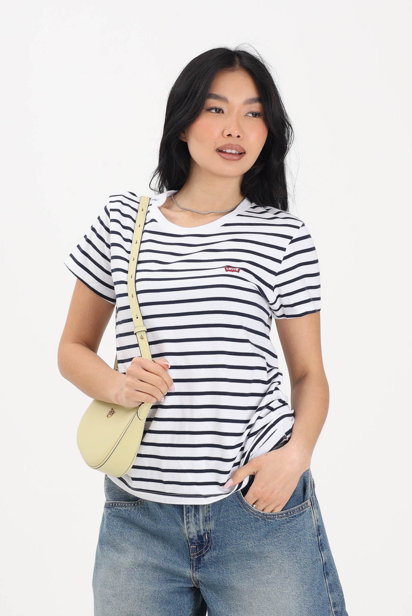 LEVI'S T-shirt a manica corta Perfect blu e bianca da donna con motivo a righe 39185-0400 . LEVI'S®