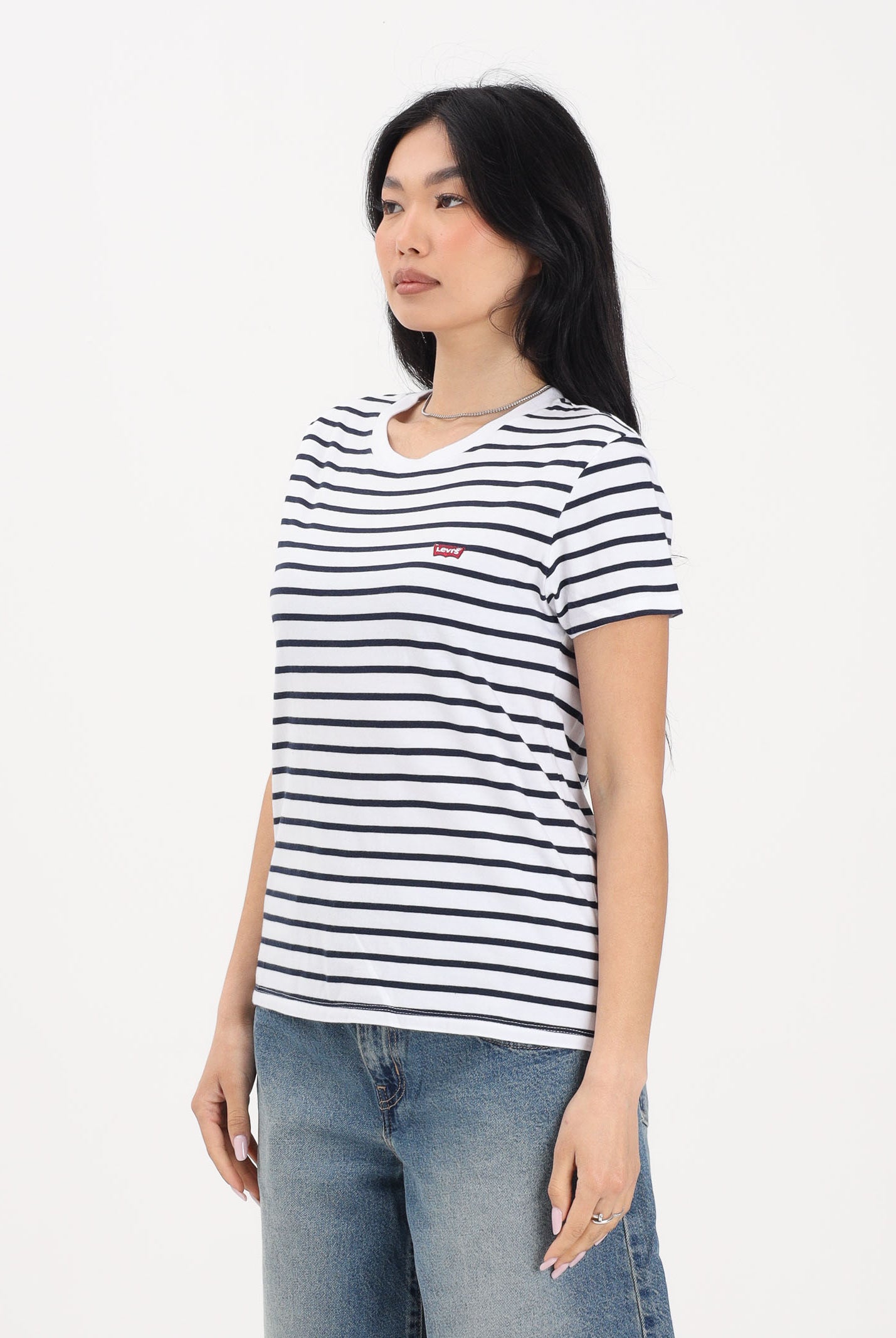 LEVI'S T-shirt a manica corta Perfect blu e bianca da donna con motivo a righe 39185-0400 . LEVI'S®
