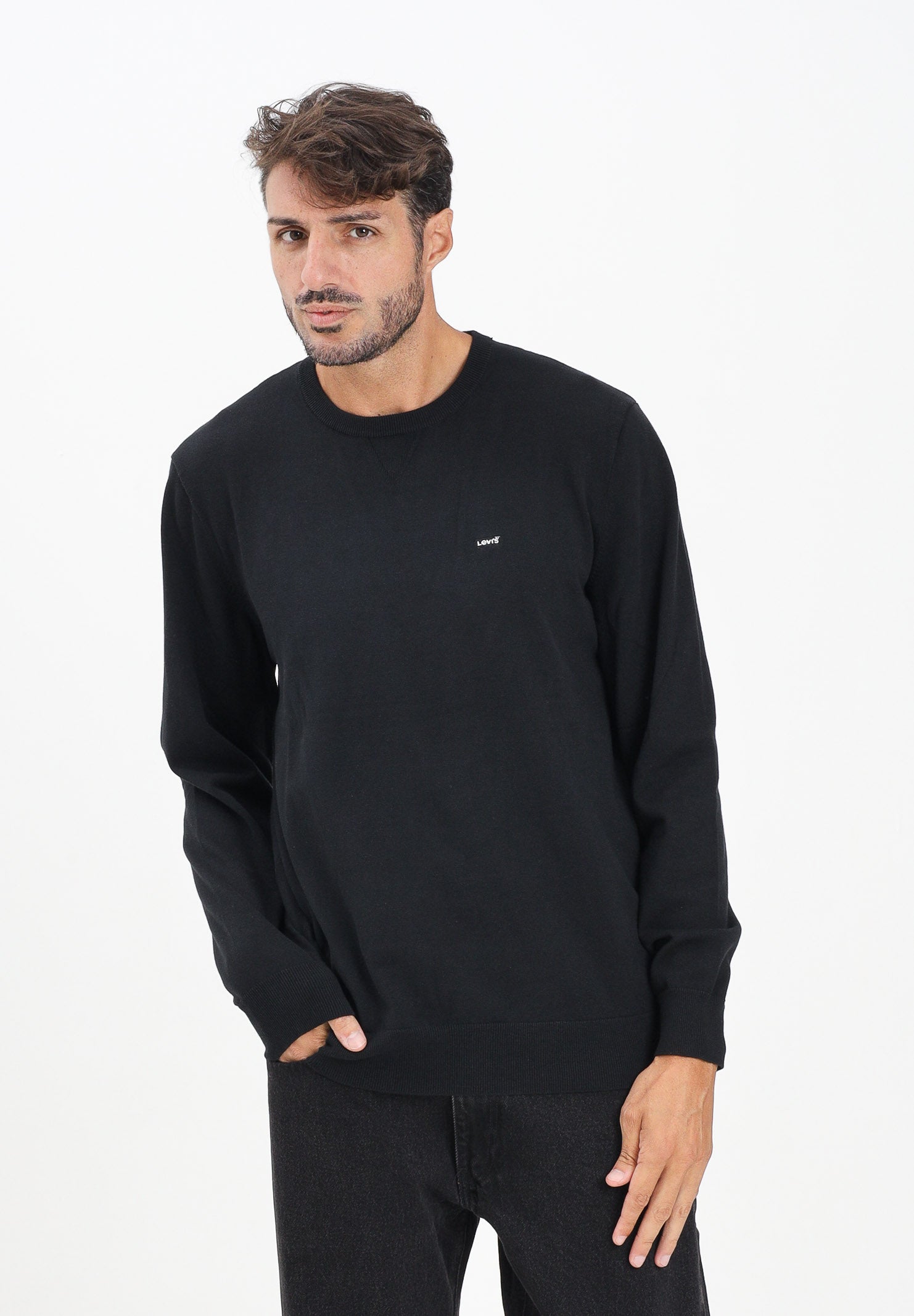 LEVI'S® Maglioncino girocollo Housemark nero da uomo A7207-0001 . LEVI'S®