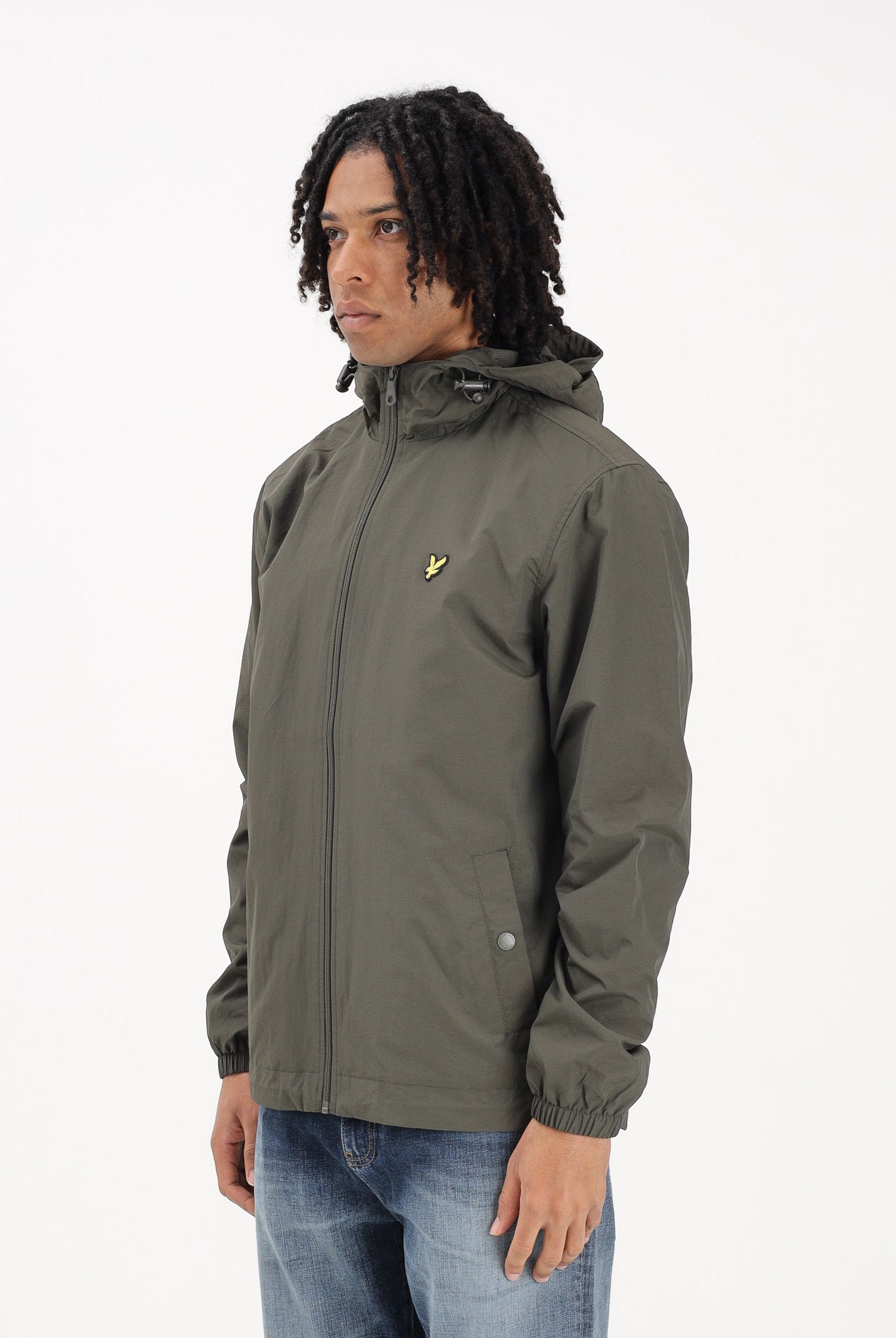 LYLE & SCOTT Giacca a vento verde oliva da uomo con patch logo golden eagle JK464V W485 LYLE & SCOTT