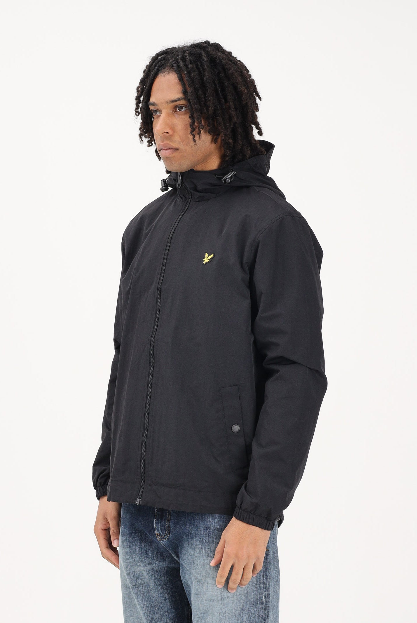 LYLE & SCOTT Giacca a vento nera da uomo con patch logo golden eagle JK464V Z865 LYLE & SCOTT