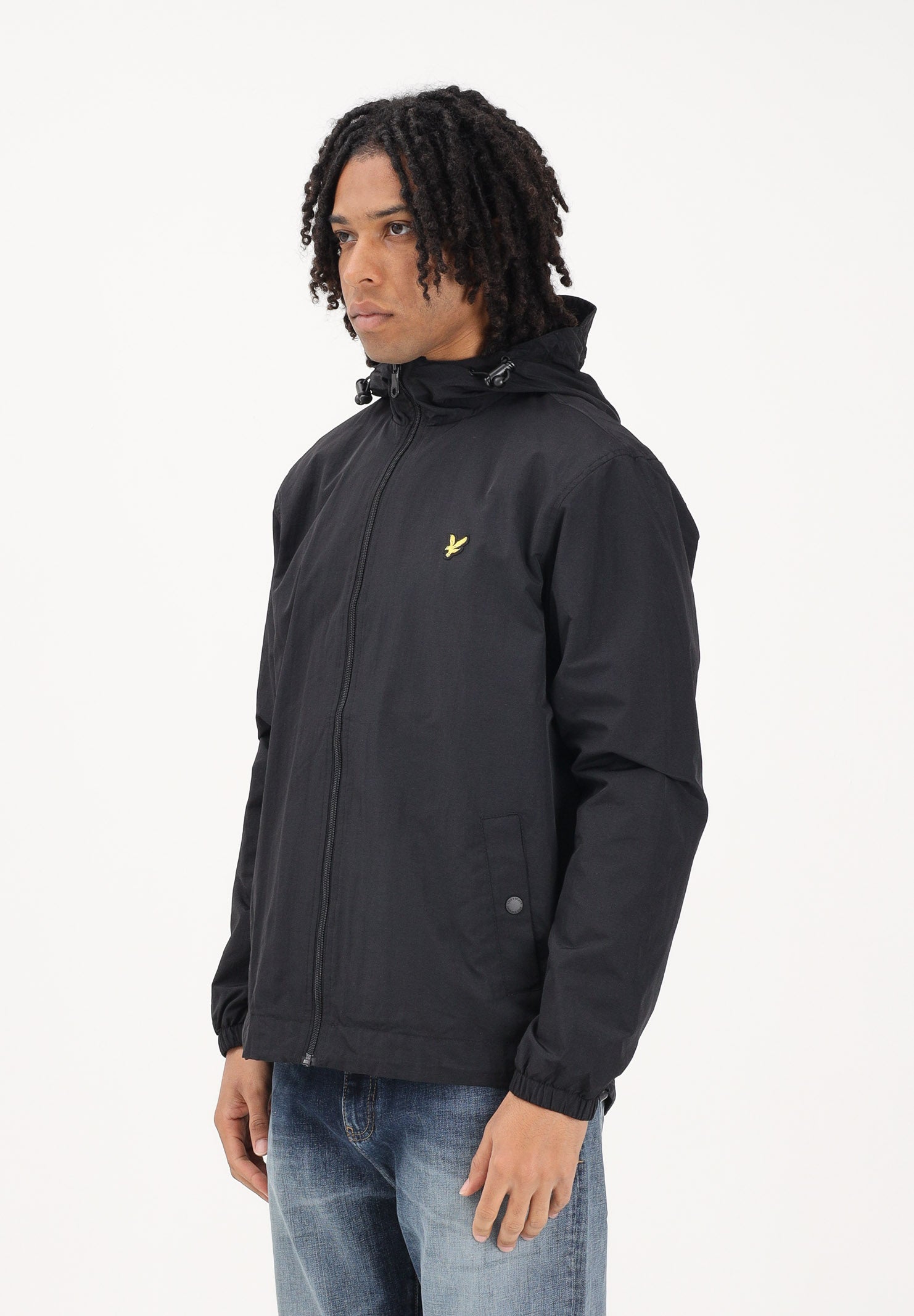 LYLE & SCOTT Giacca a vento nera da uomo con patch logo golden eagle JK464V Z865 LYLE & SCOTT