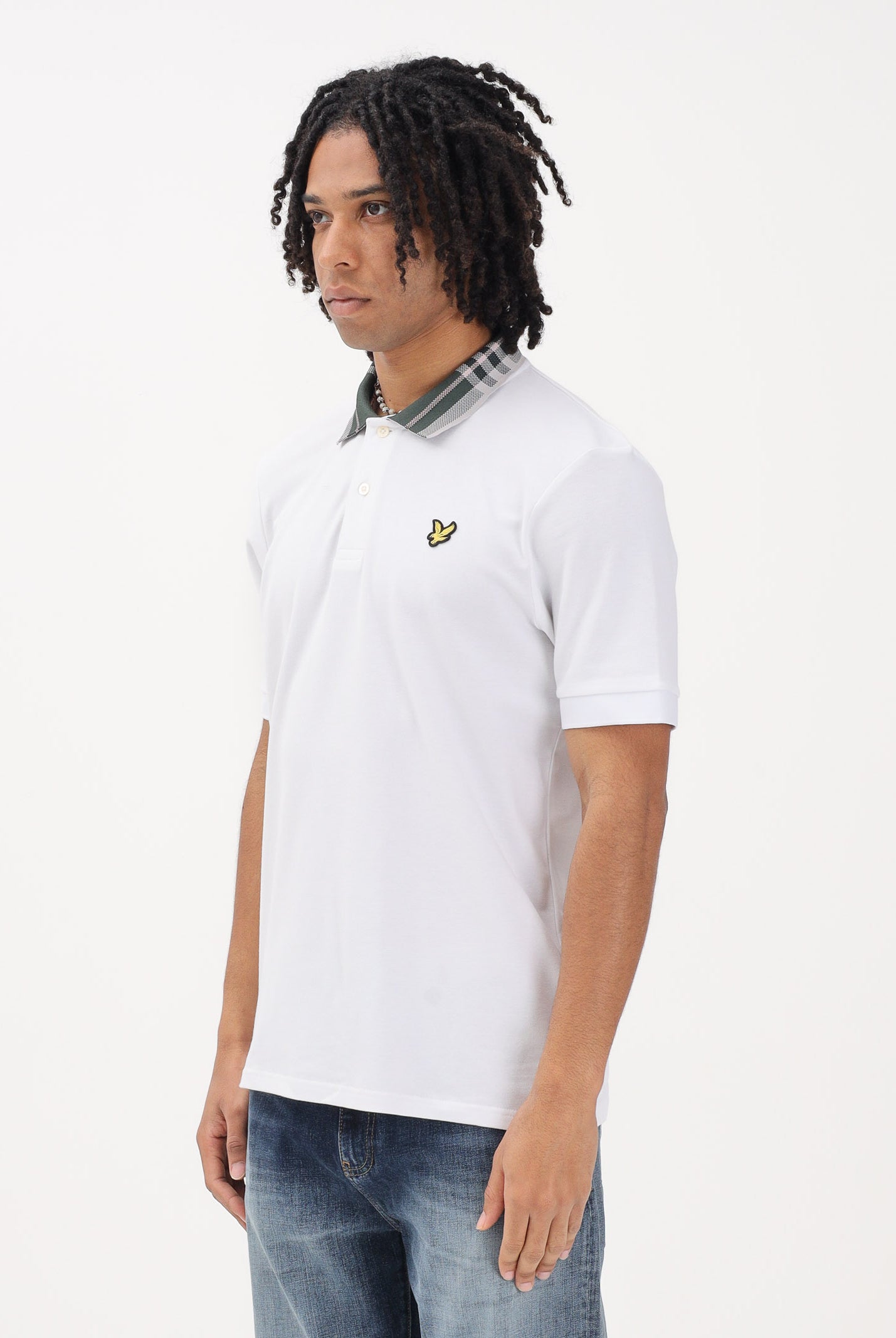 LYLE & SCOTT Polo a manica corta bianca da uomo con colletto con motivo check SP2403V 626 LYLE & SCOTT