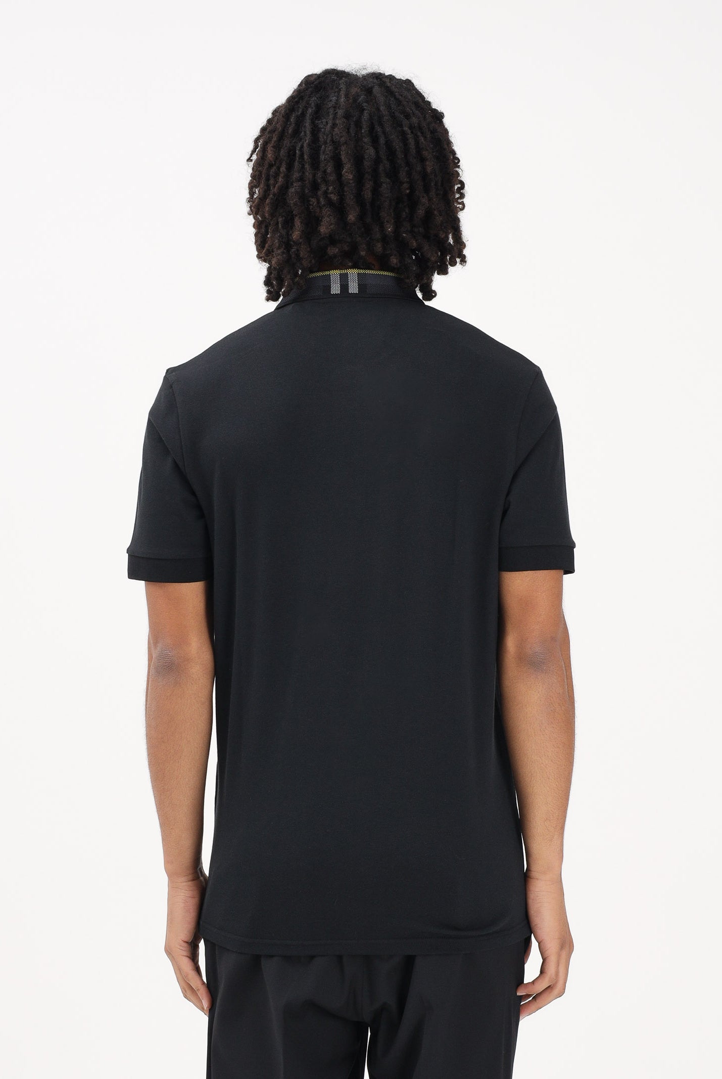 LYLE & SCOTT Polo a manica corta nera da uomo con colletto con motivo check SP2403V Z865 LYLE & SCOTT