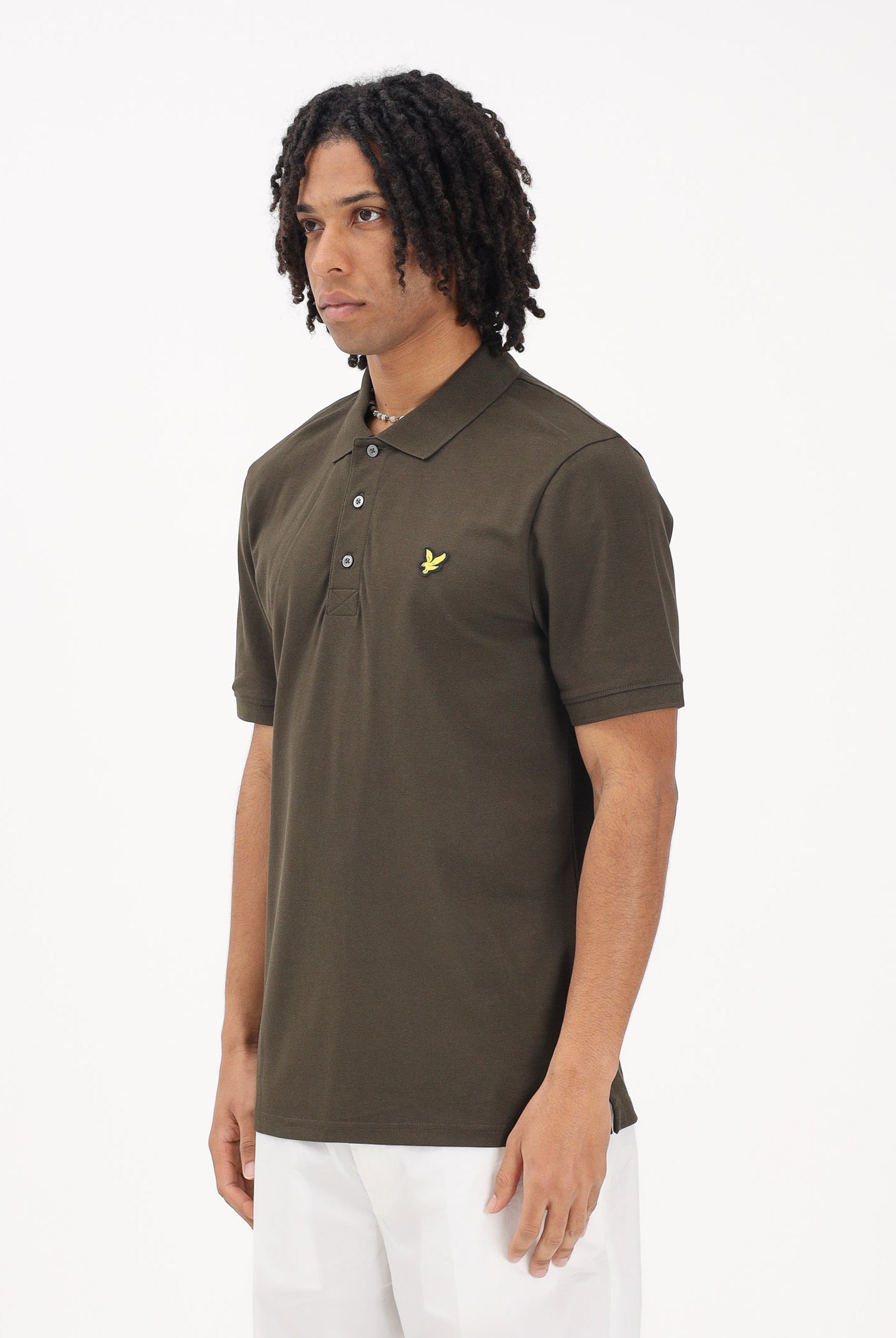 LYLE & SCOTT Polo a manica corta verde oliva da uomo con patch logo golden eagle SP400VOG W485 LYLE & SCOTT