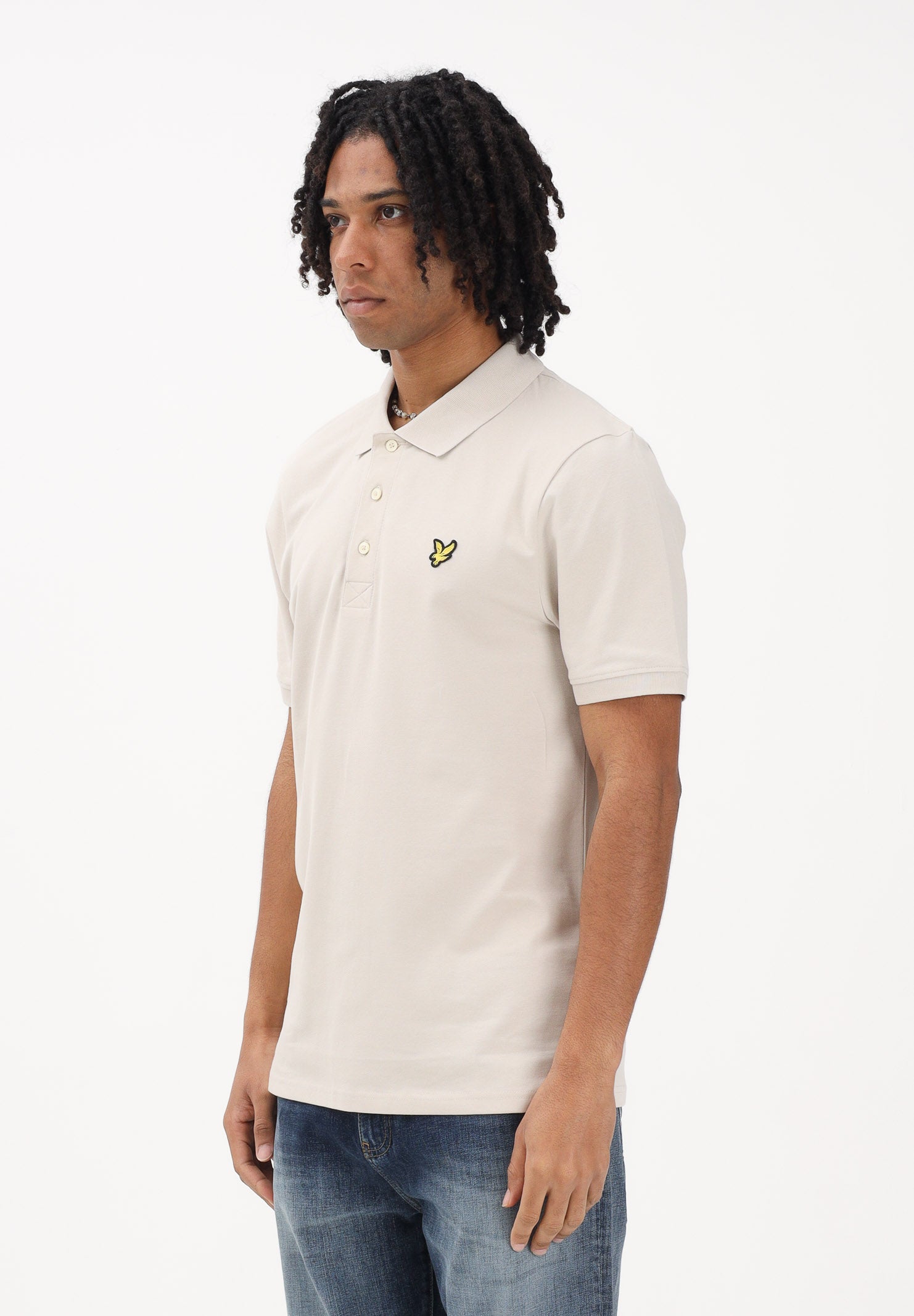 LYLE & SCOTT Polo a manica corta beige da uomo con patch logo golden eagle SP400VOG W870 LYLE & SCOTT