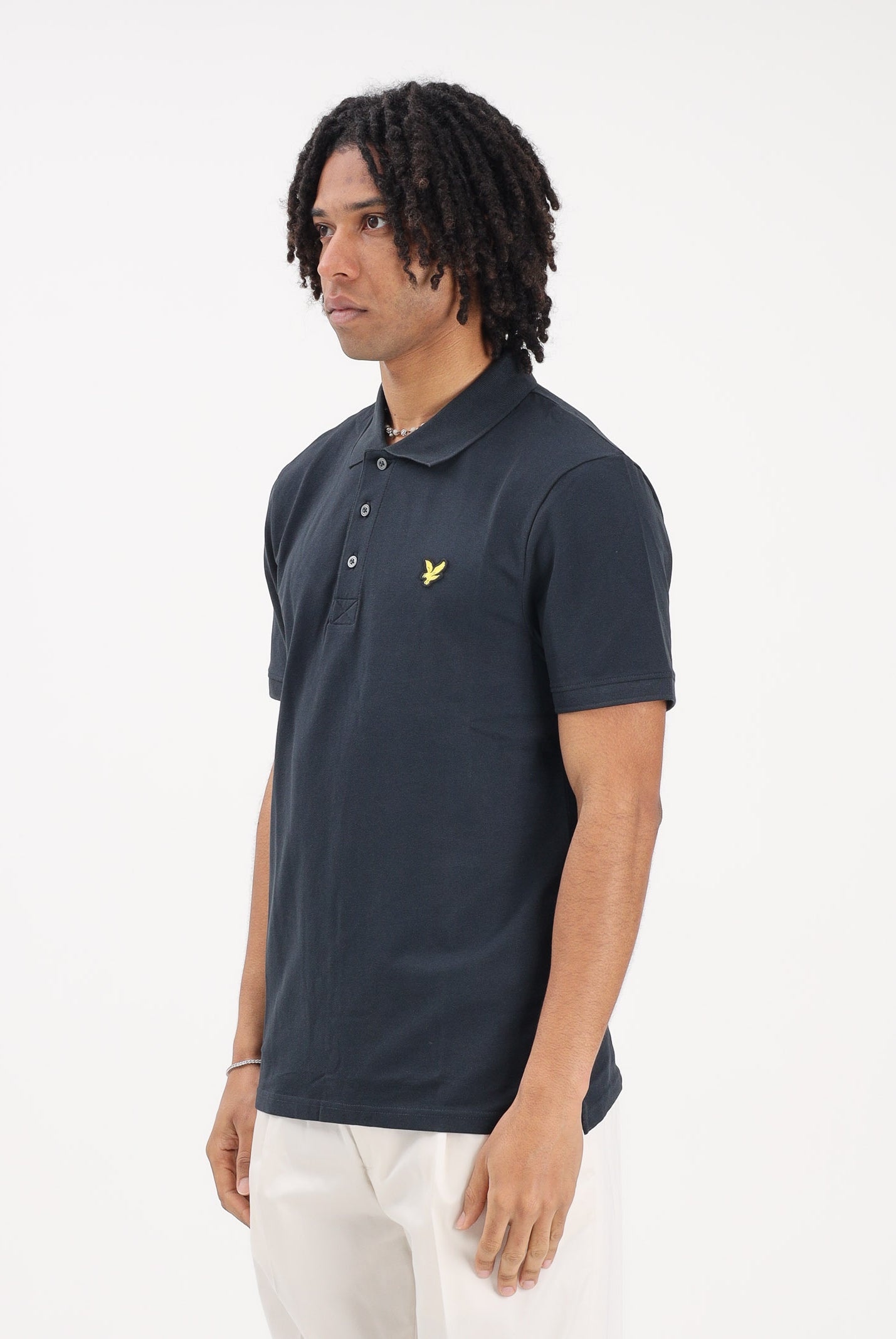 LYLE & SCOTT Polo a manica corta blu da uomo con patch logo golden eagle SP400VOG Z271 LYLE & SCOTT