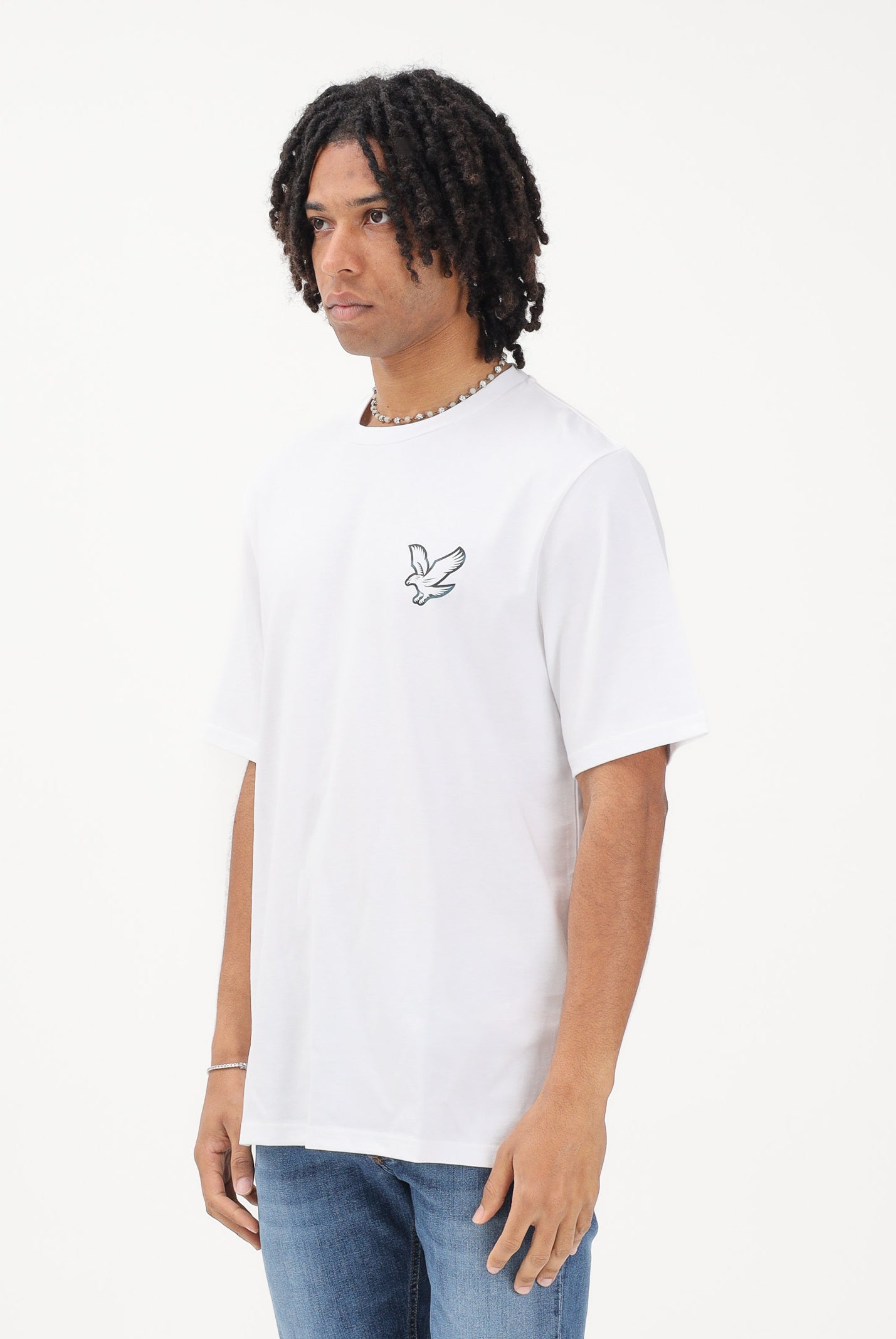 LYLE & SCOTT T-shirt a manica corta bianca da uomo con stampa sul retro TS2424V Y197 LYLE & SCOTT