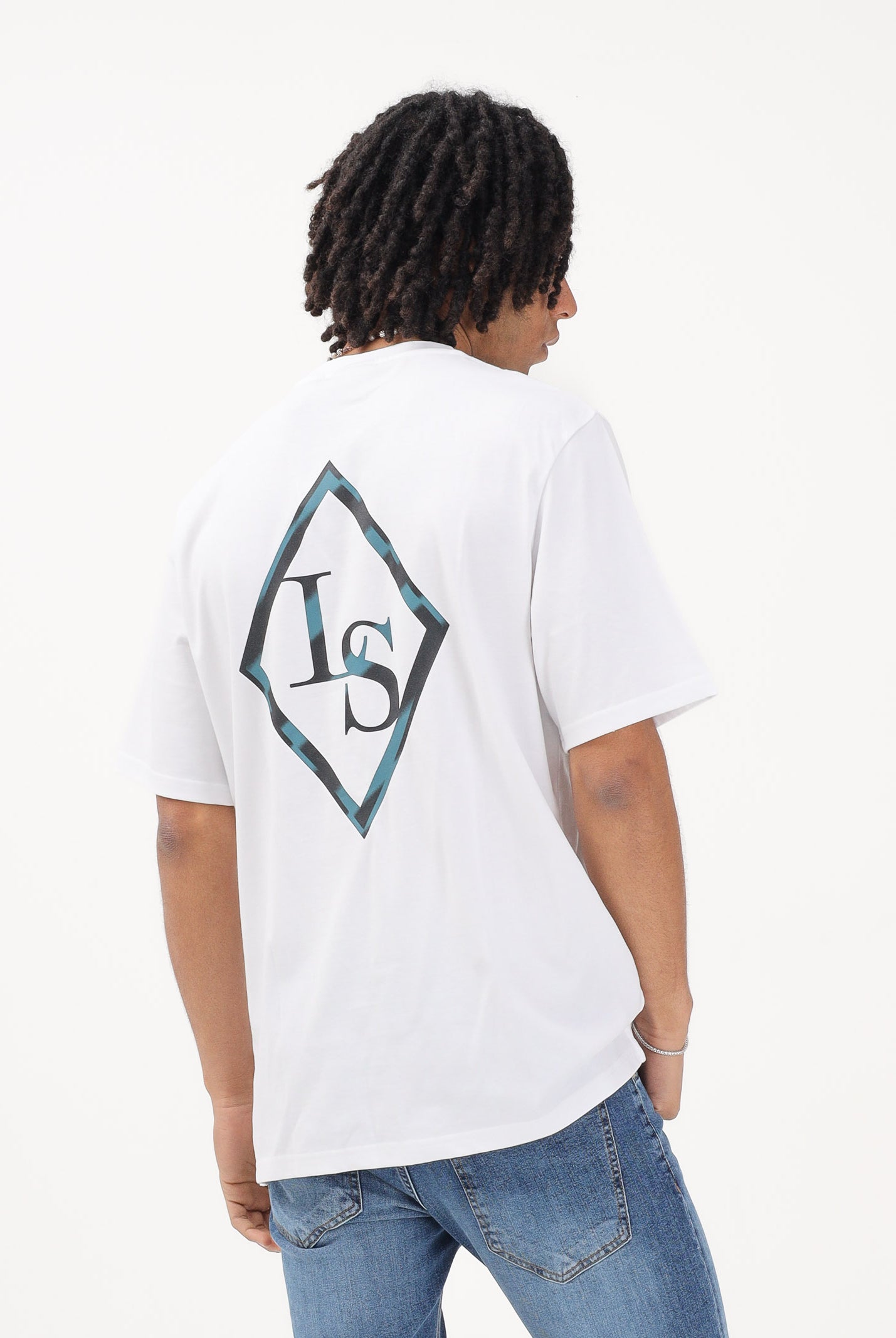 LYLE & SCOTT T-shirt a manica corta bianca da uomo con stampa sul retro TS2424V Y197 LYLE & SCOTT