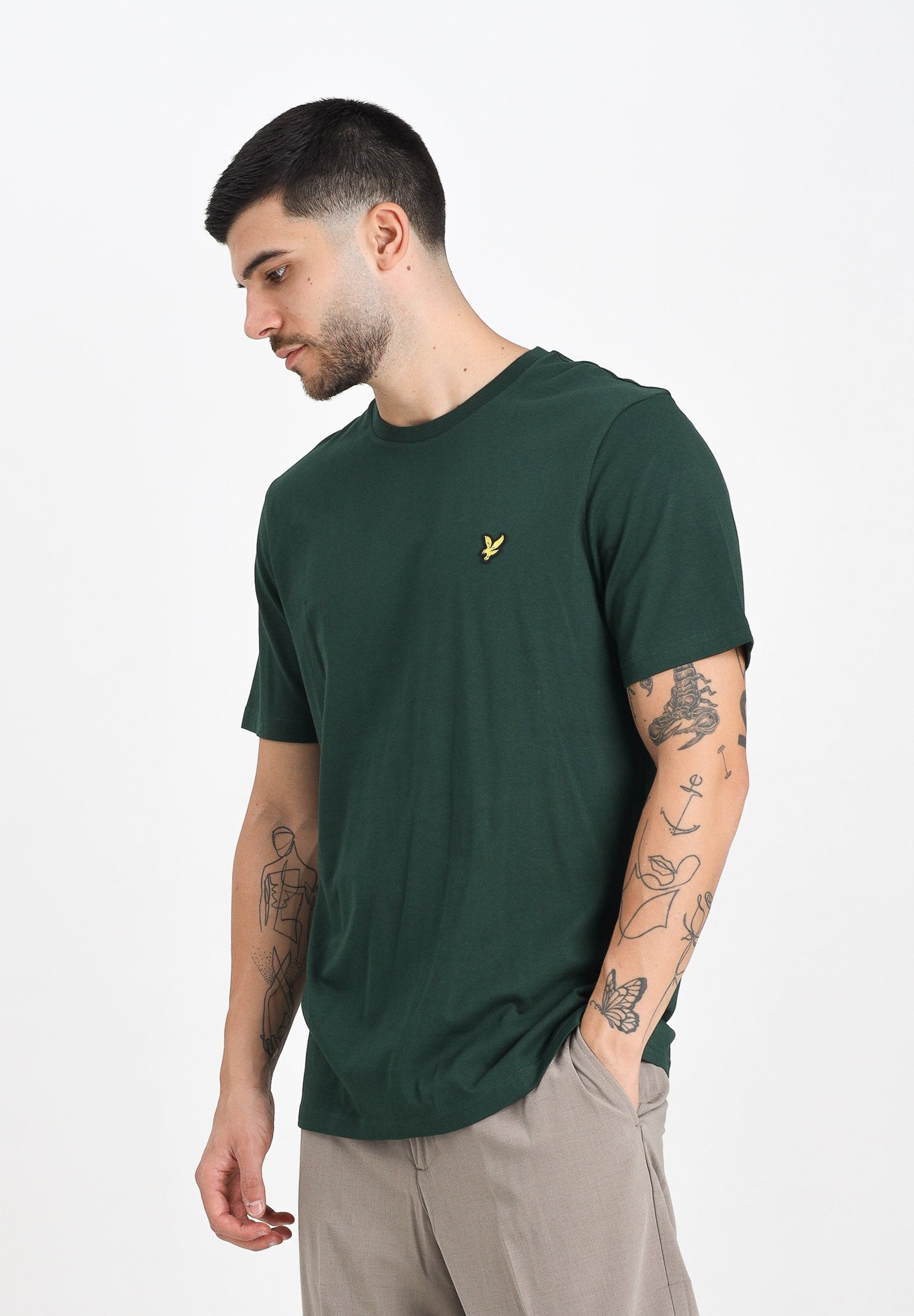 LYLE & SCOTT T-shirt a manica corta verde da uomo con patch logo TS400VOG W486 LYLE & SCOTT
