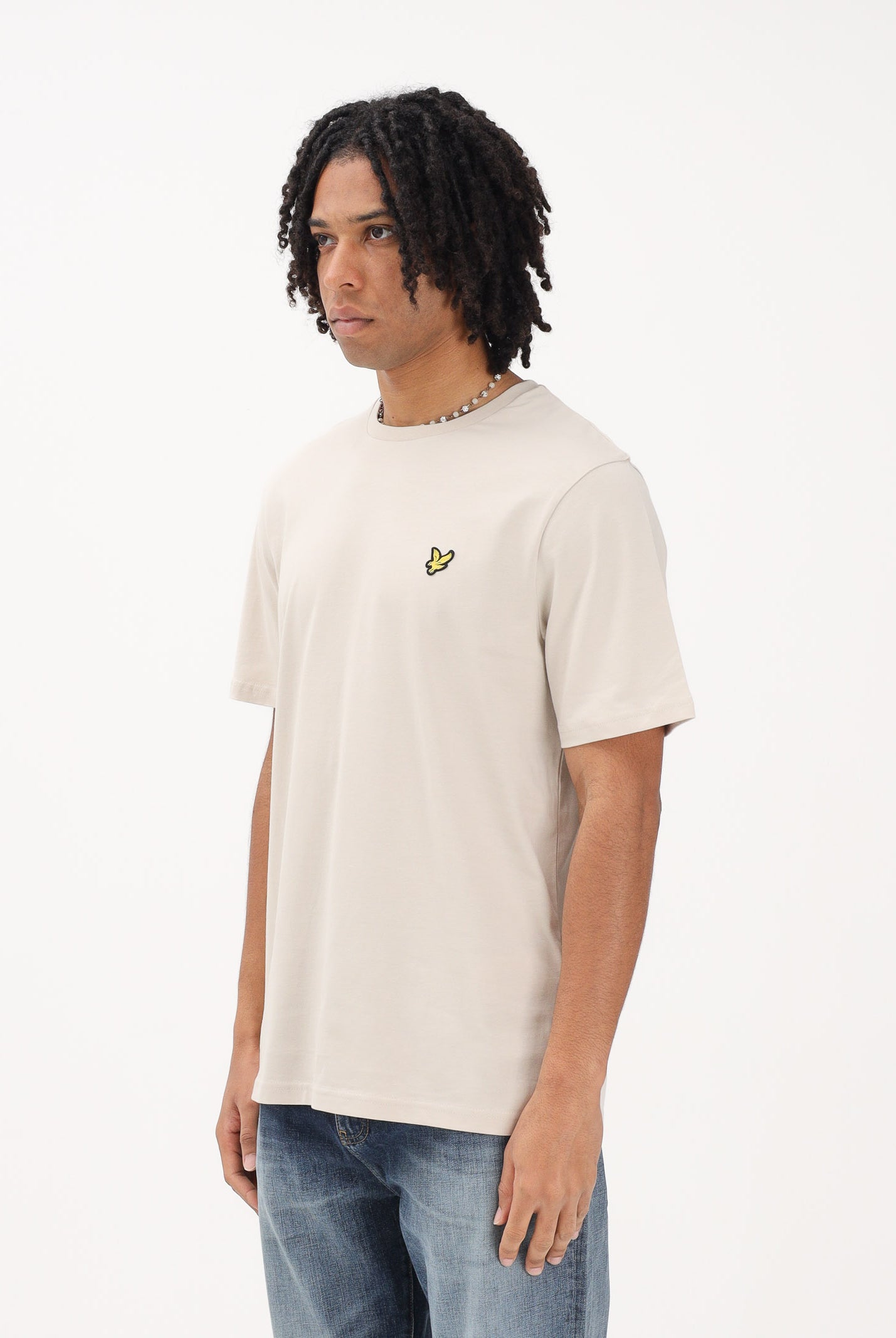 LYLE & SCOTT T-shirt a manica corta beige da uomo con patch logo TS400VOG W870 LYLE & SCOTT